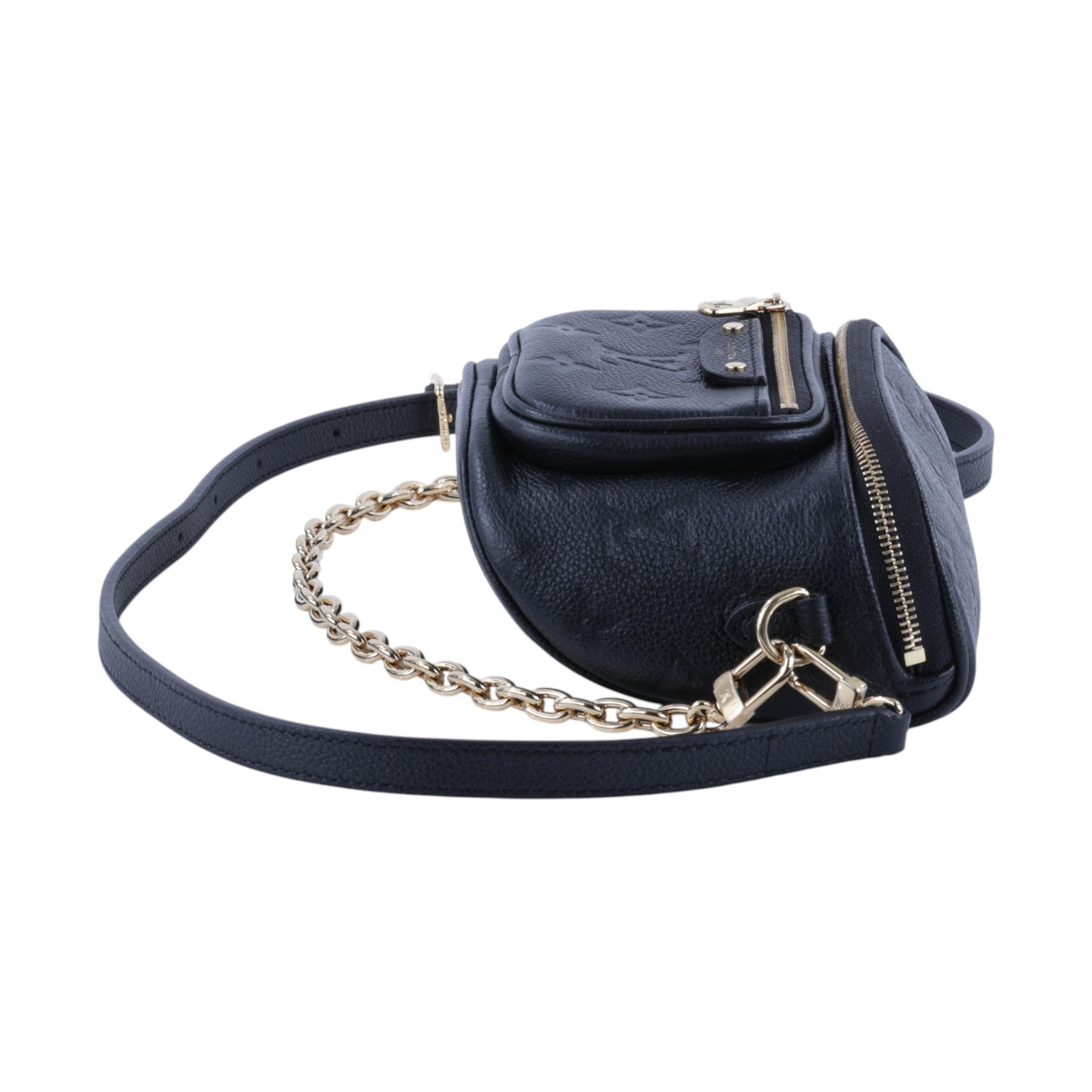 路易威登 LOUIS VUITTON Mini Bumbag 腰包 M46917 晶片款 黑壓紋MINI BUMBAG 防塵袋/背帶2/購買證明正本