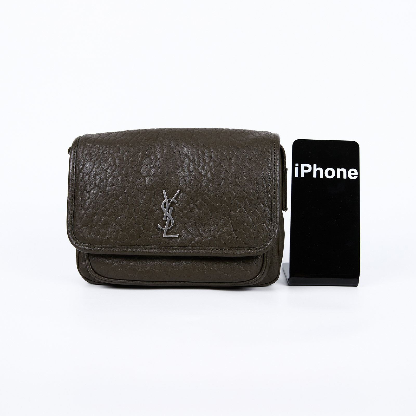 聖羅蘭 YSL SAINT LAURENT Niki 郵差包 小型 776611AAC3O 墨綠粒面小羊皮NIKI BABY 防塵袋