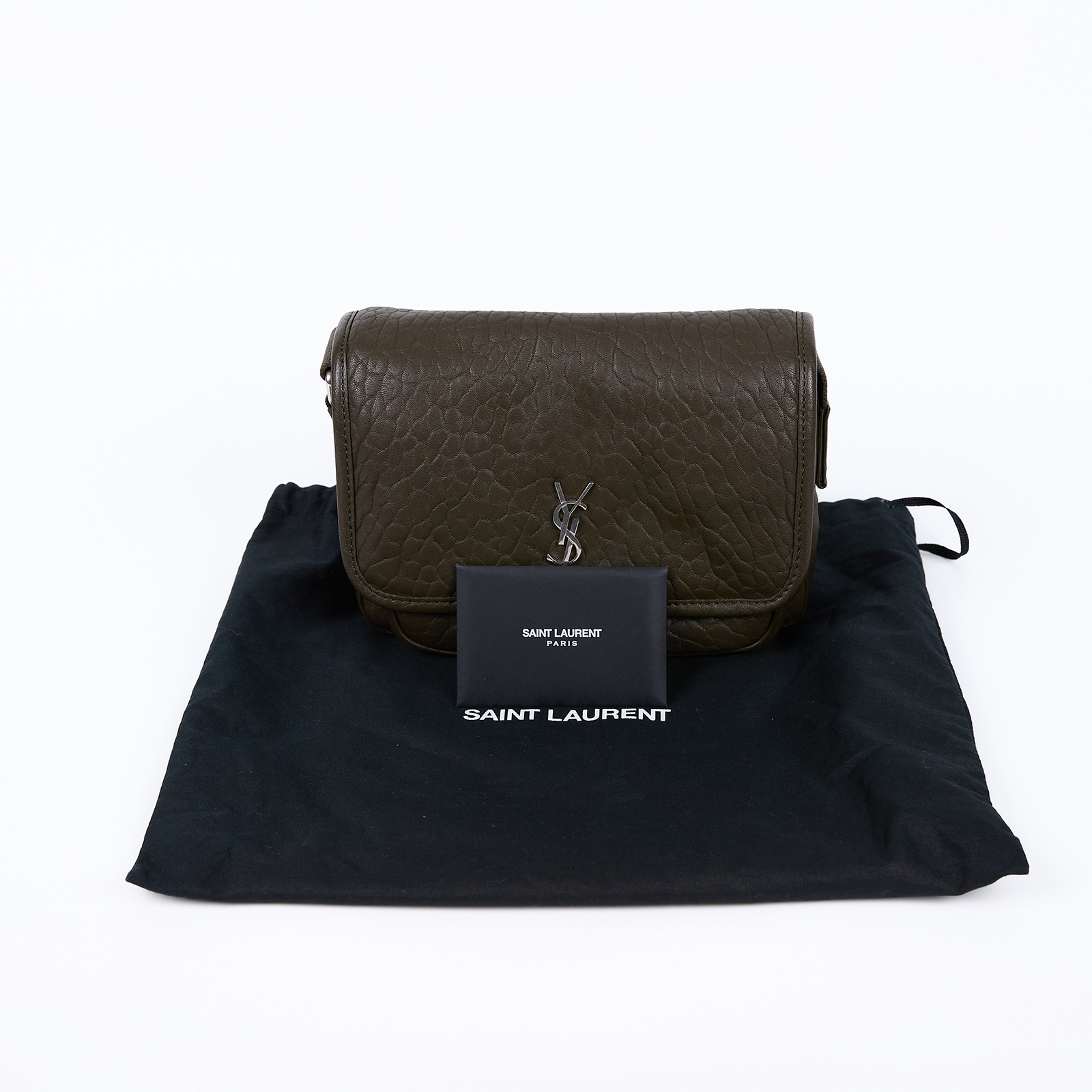 聖羅蘭 YSL SAINT LAURENT Niki 郵差包 小型 776611AAC3O 墨綠粒面小羊皮NIKI BABY 防塵袋
