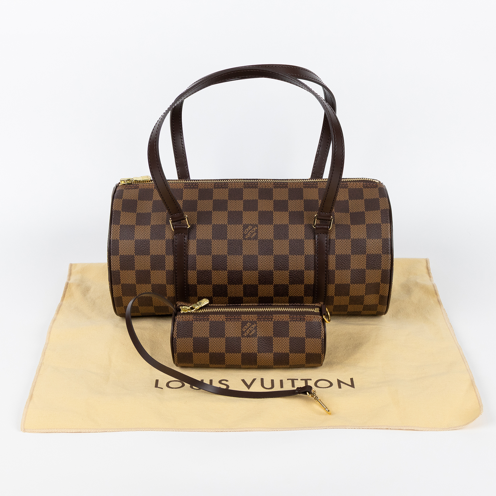 路易威登 LOUIS VUITTON Papillon 30 棋盤格 圓筒 手提包 N51303 棋盤DAMIER圓筒子母包 防塵袋/子包