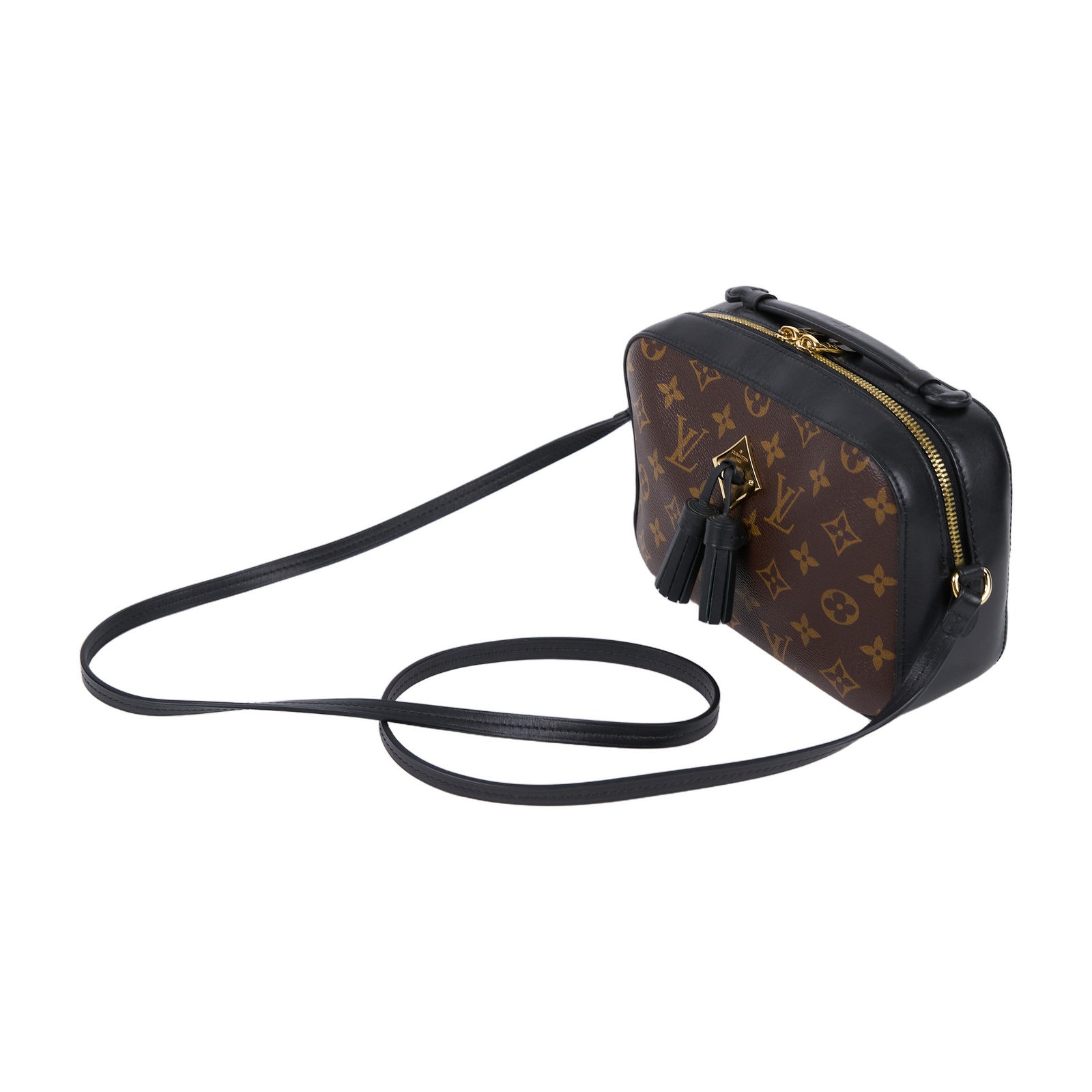 路易威登 LOUIS VUITTON Saintonge 相機包 M43555 黑拚原花流蘇相機包 防塵袋