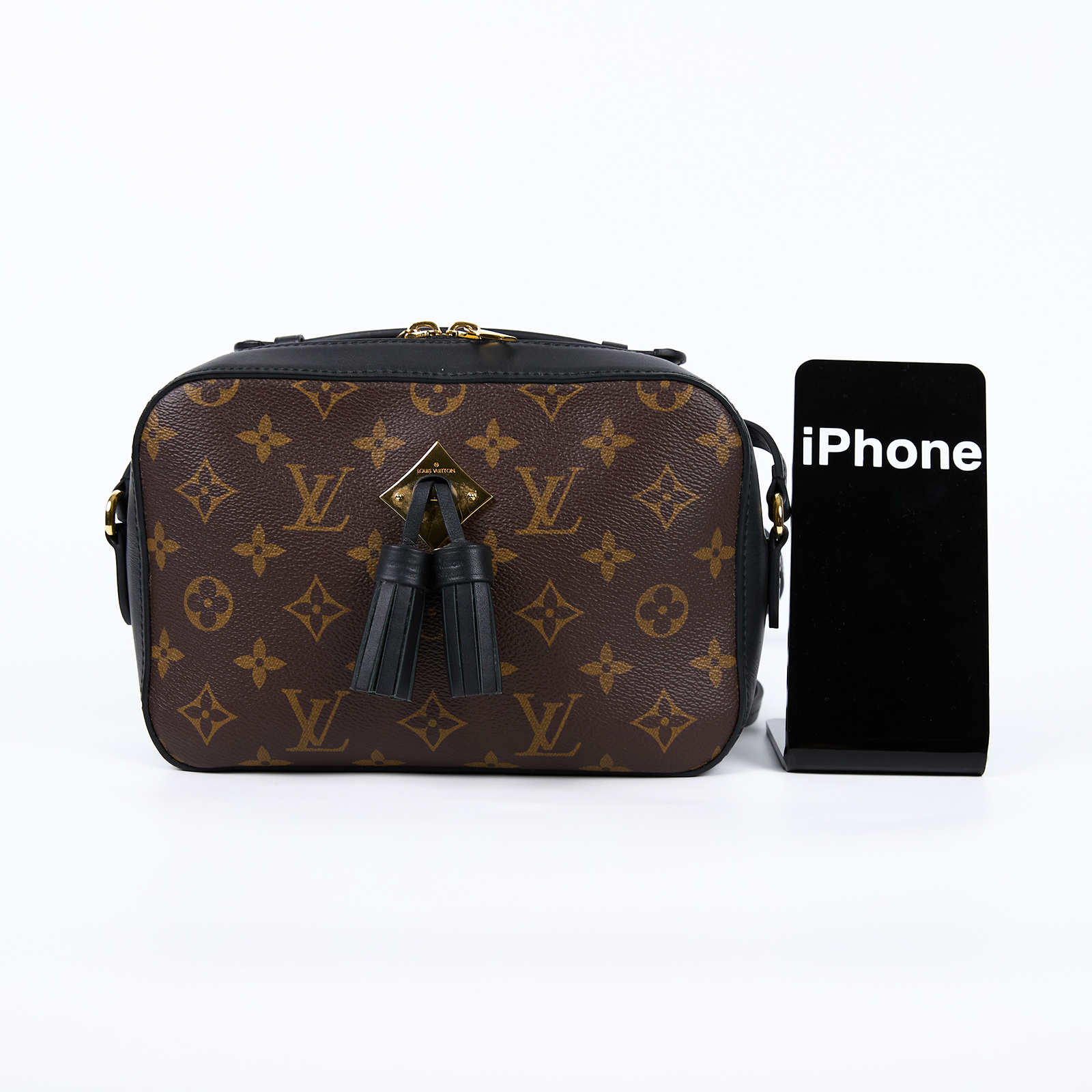 路易威登 LOUIS VUITTON Saintonge 相機包 M43555 黑拚原花流蘇相機包 防塵袋