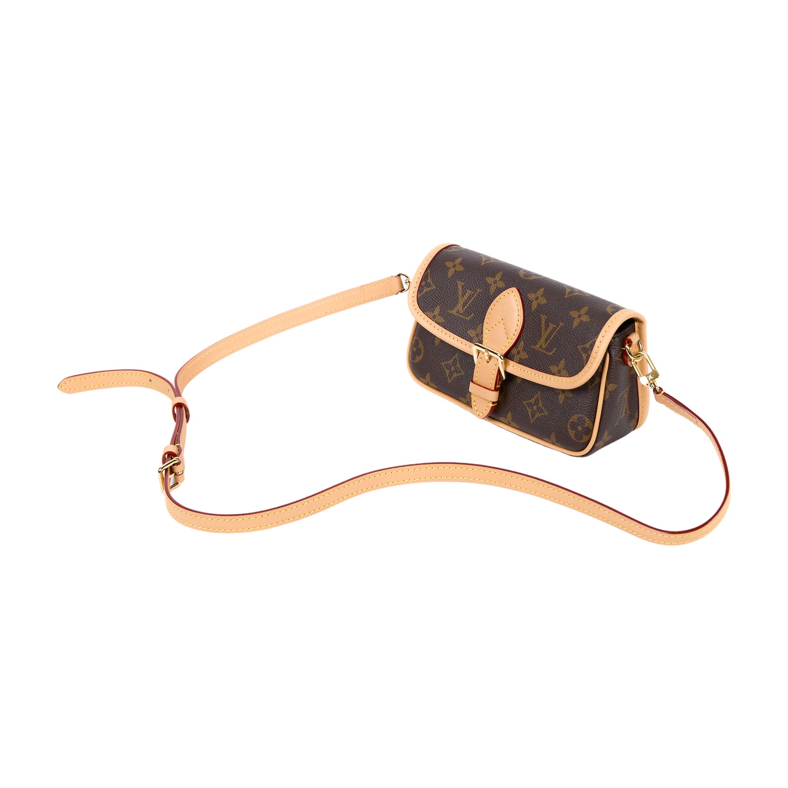 路易威登 LOUIS VUITTON Nano Diane 腋下包法棍 單肩背包 經典帆布 M83298 晶片款  原廠盒子/防塵袋/背帶