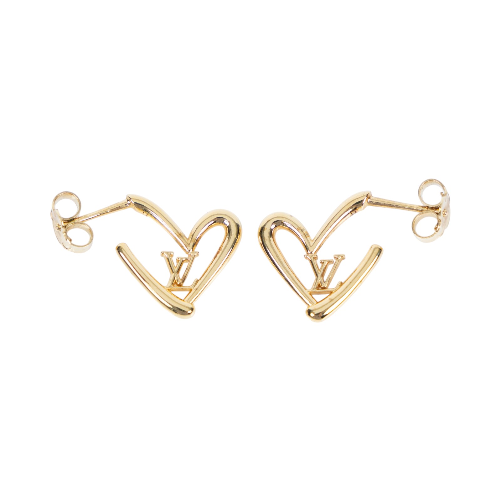 路易威登 LOUIS VUITTON Fall in Love Earrings PM 耳釘 M00463 金色愛心耳環 原廠盒子/防塵袋/購買證明影本