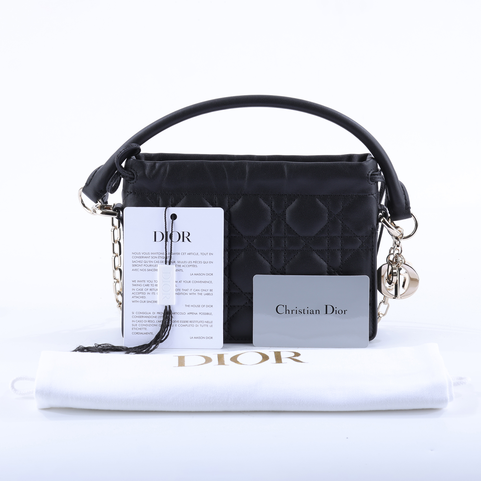 迪奧 CHRISTIAN DIOR Lady Dior Milly 迷你手袋  黑色MILLY MINI 防塵袋/背帶2