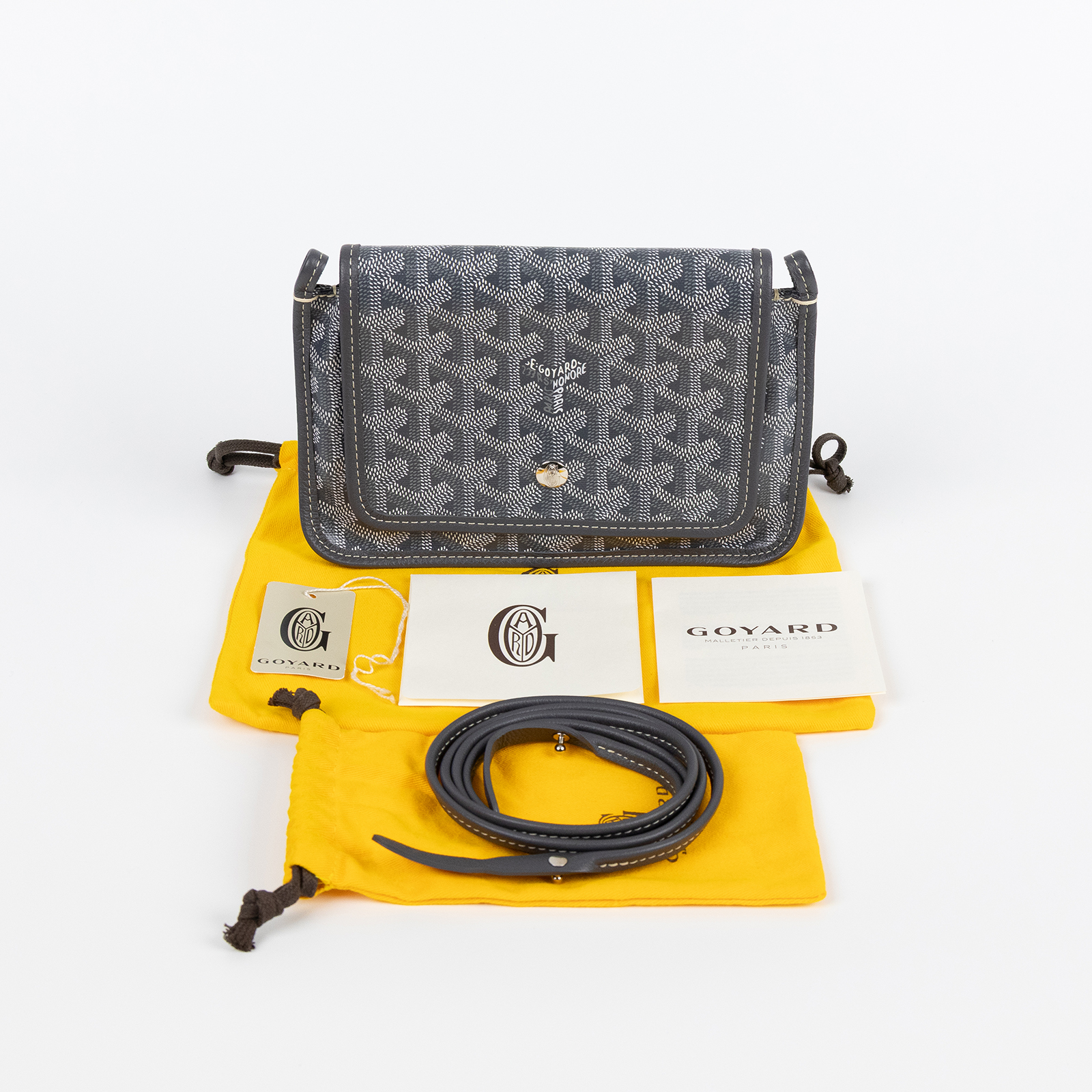 高雅德 GOYARD Plumet Pocket Wallet 肩背 隨身錢包 PLUMETPMLTY 灰PLUMET 防塵袋/背帶