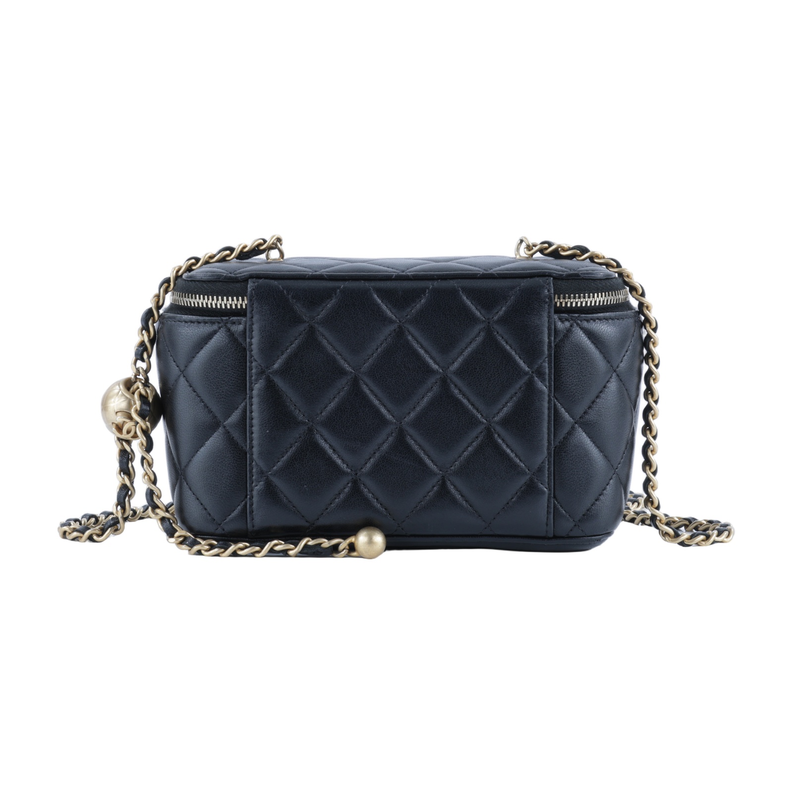 香奈兒 CHANEL CC LOGO 化妝盒 化妝箱 斜背包 Vanity Case AP2303 晶片款 黑金金球化妝盒 原廠盒子/防塵袋