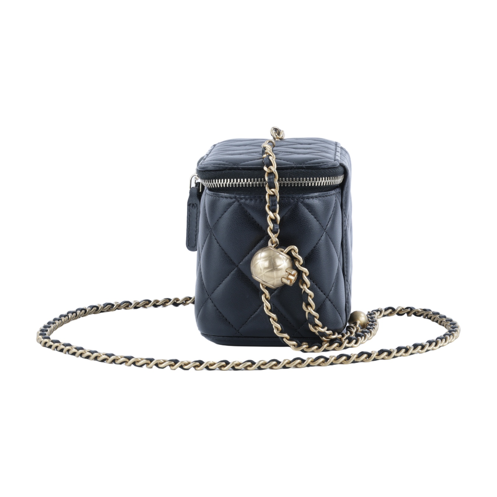 香奈兒 CHANEL CC LOGO 化妝盒 化妝箱 斜背包 Vanity Case AP2303 晶片款 黑金金球化妝盒 原廠盒子/防塵袋