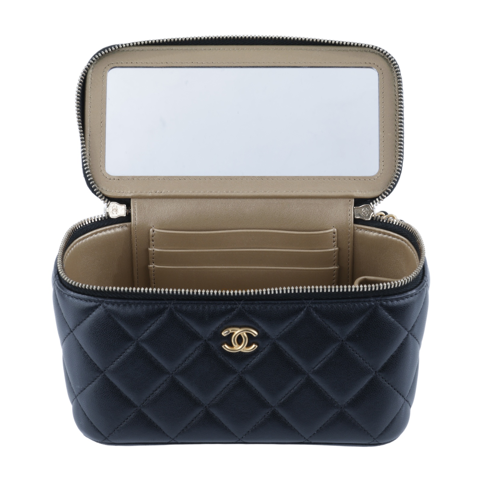 香奈兒 CHANEL CC LOGO 化妝盒 化妝箱 斜背包 Vanity Case AP2303 晶片款 黑金金球化妝盒 原廠盒子/防塵袋