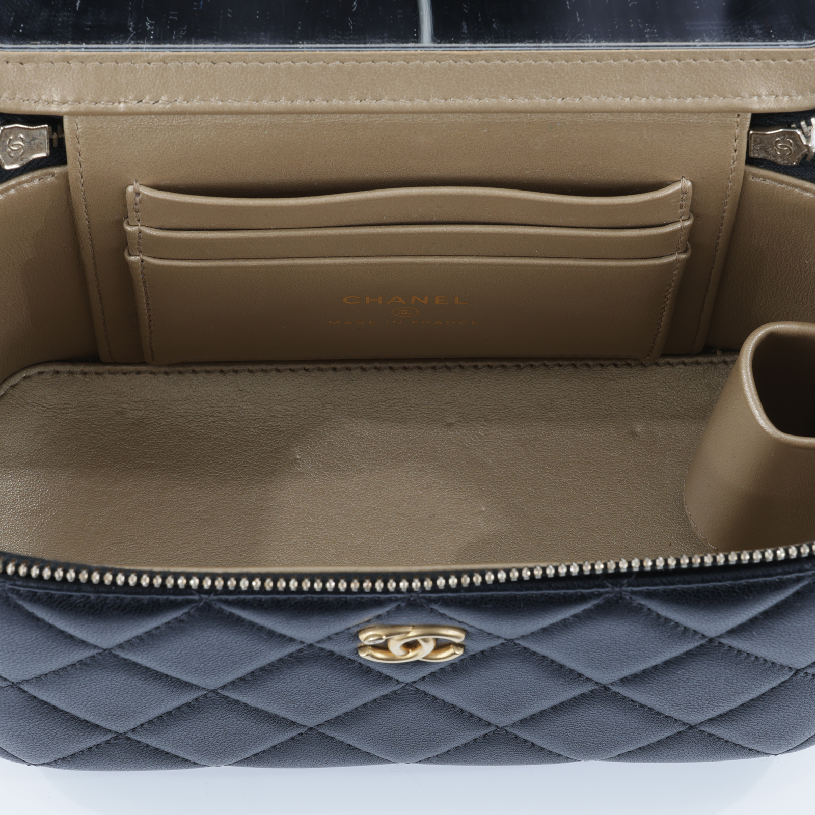 香奈兒 CHANEL CC LOGO 化妝盒 化妝箱 斜背包 Vanity Case AP2303 晶片款 黑金金球化妝盒 原廠盒子/防塵袋