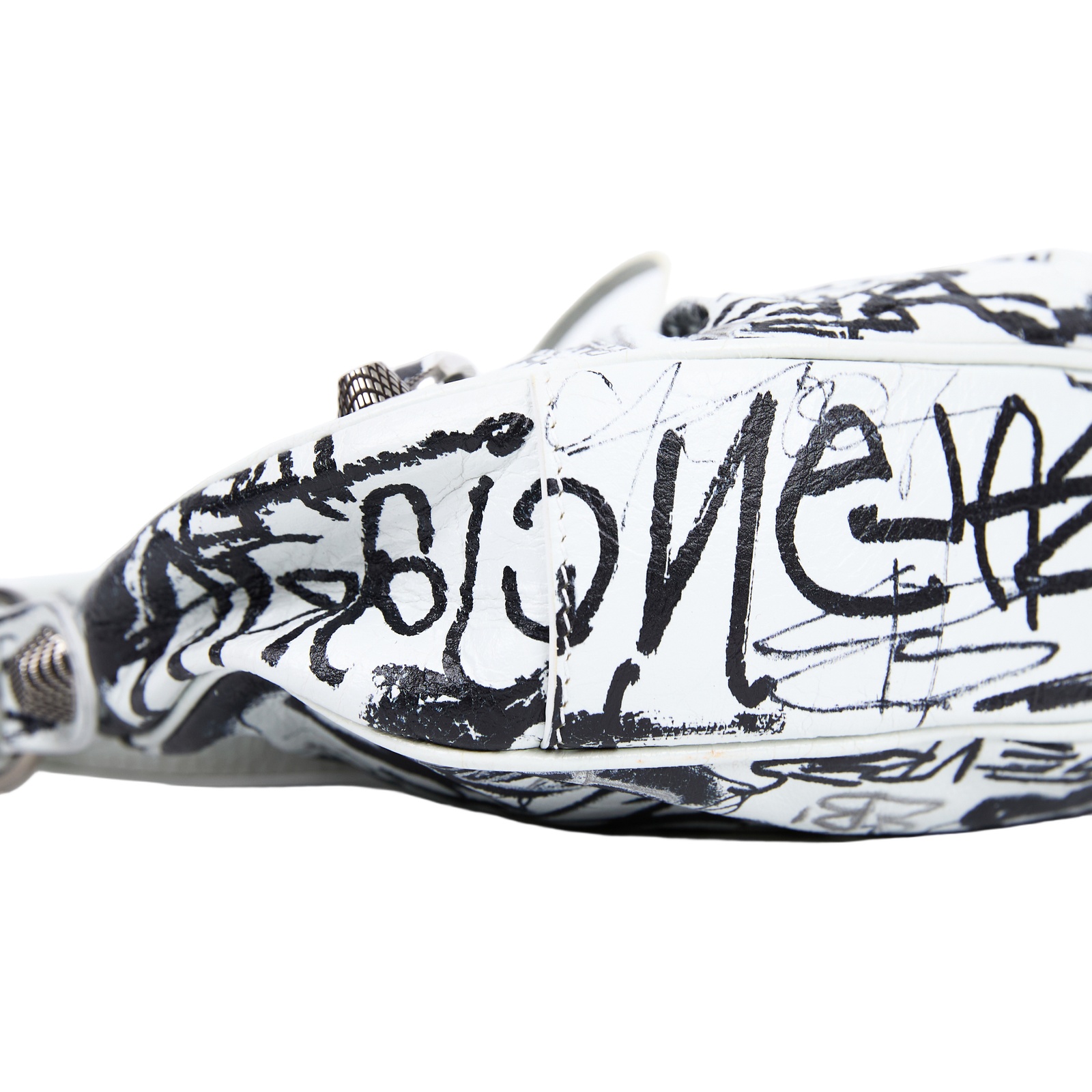 巴黎世家 BALENCIAGA Le cagole XS 半月 可頌包 肩背包 671309210GB 白塗鴉小羊皮Le Cagole XS 無附屬品