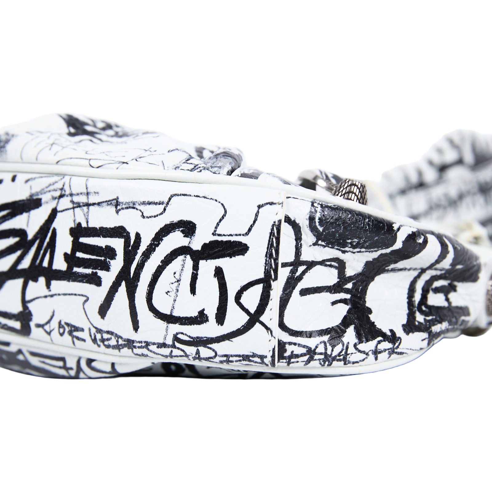 巴黎世家 BALENCIAGA Le cagole XS 半月 可頌包 肩背包 671309210GB 白塗鴉小羊皮Le Cagole XS 無附屬品