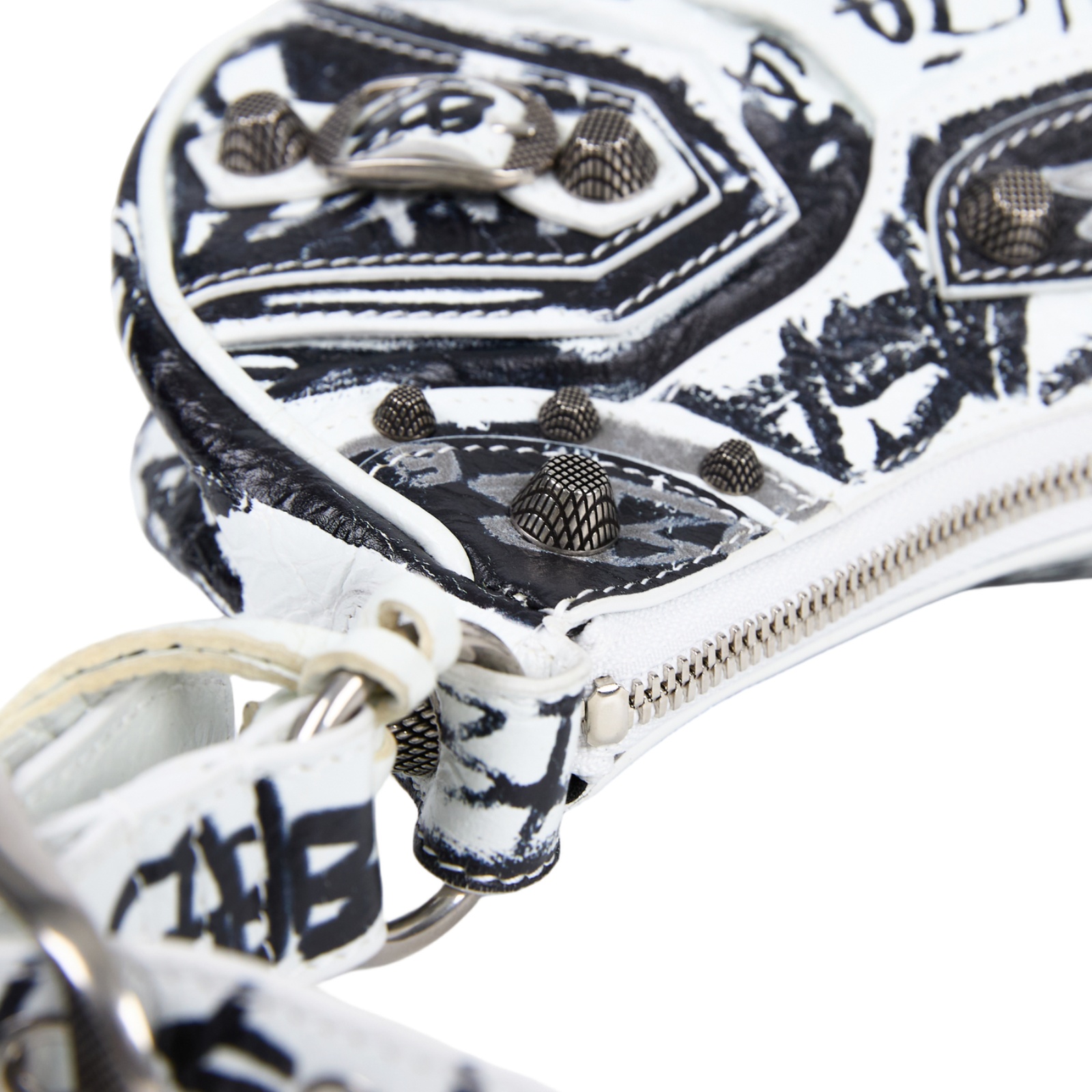 巴黎世家 BALENCIAGA Le cagole XS 半月 可頌包 肩背包 671309210GB 白塗鴉小羊皮Le Cagole XS 無附屬品