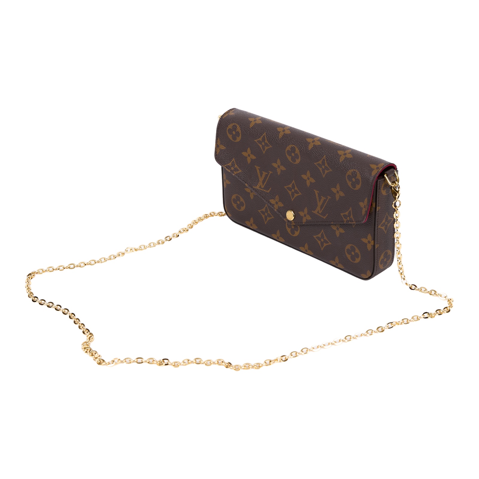 路易威登 LOUIS VUITTON Pochette Félicie 三合一鏈條包 紫紅色 M61276 晶片款  原廠盒子/防塵袋/購買證明影本/內袋2/鏈帶