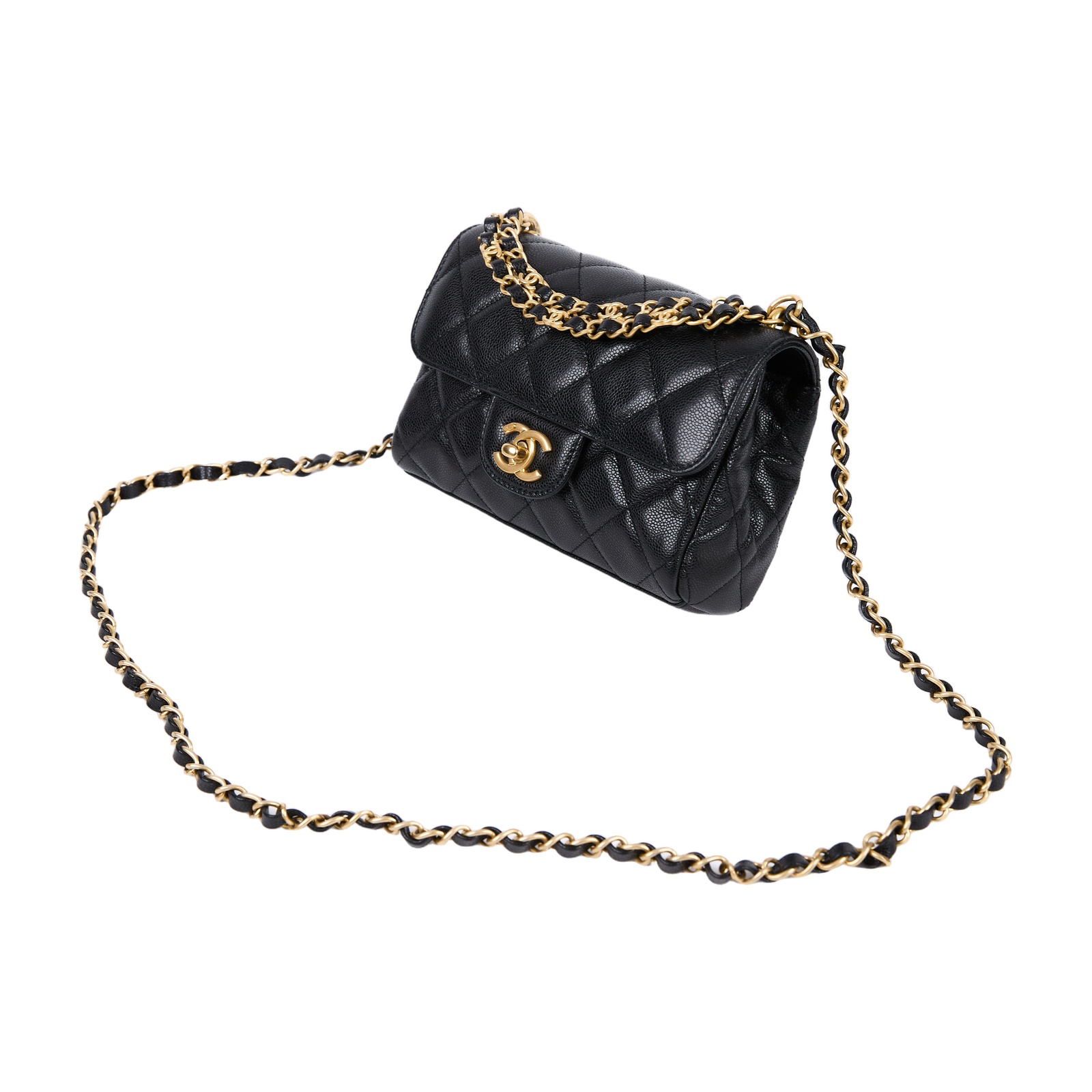 香奈兒 CHANEL CF mini 口蓋包 斜背包 AS5239 B19405 晶片款 黑荔枝手提掀蓋鍊包 原廠盒子/防塵袋/購買證明正本