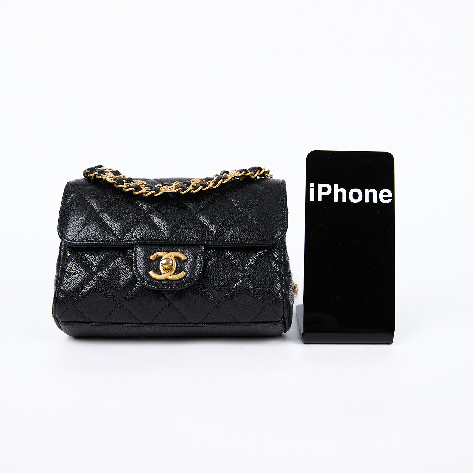 香奈兒 CHANEL CF mini 口蓋包 斜背包 AS5239 B19405 晶片款 黑荔枝手提掀蓋鍊包 原廠盒子/防塵袋/購買證明正本