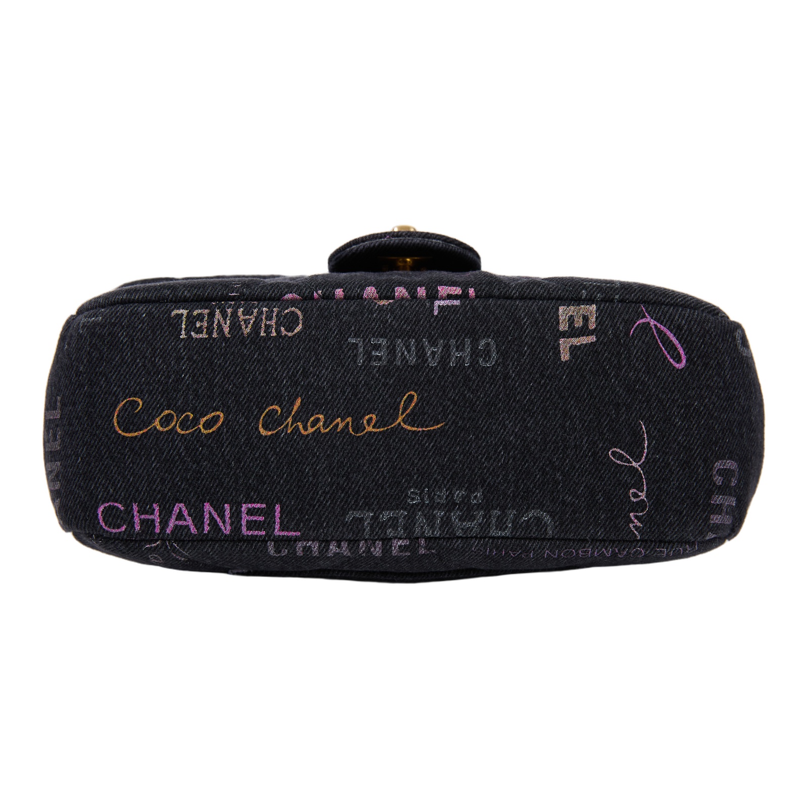 香奈兒 CHANEL 塗鴉 丹寧 肩背 斜背 口蓋包 AS3135_DENIM 黑LOGO丹寧口蓋鏈帶包 防塵袋