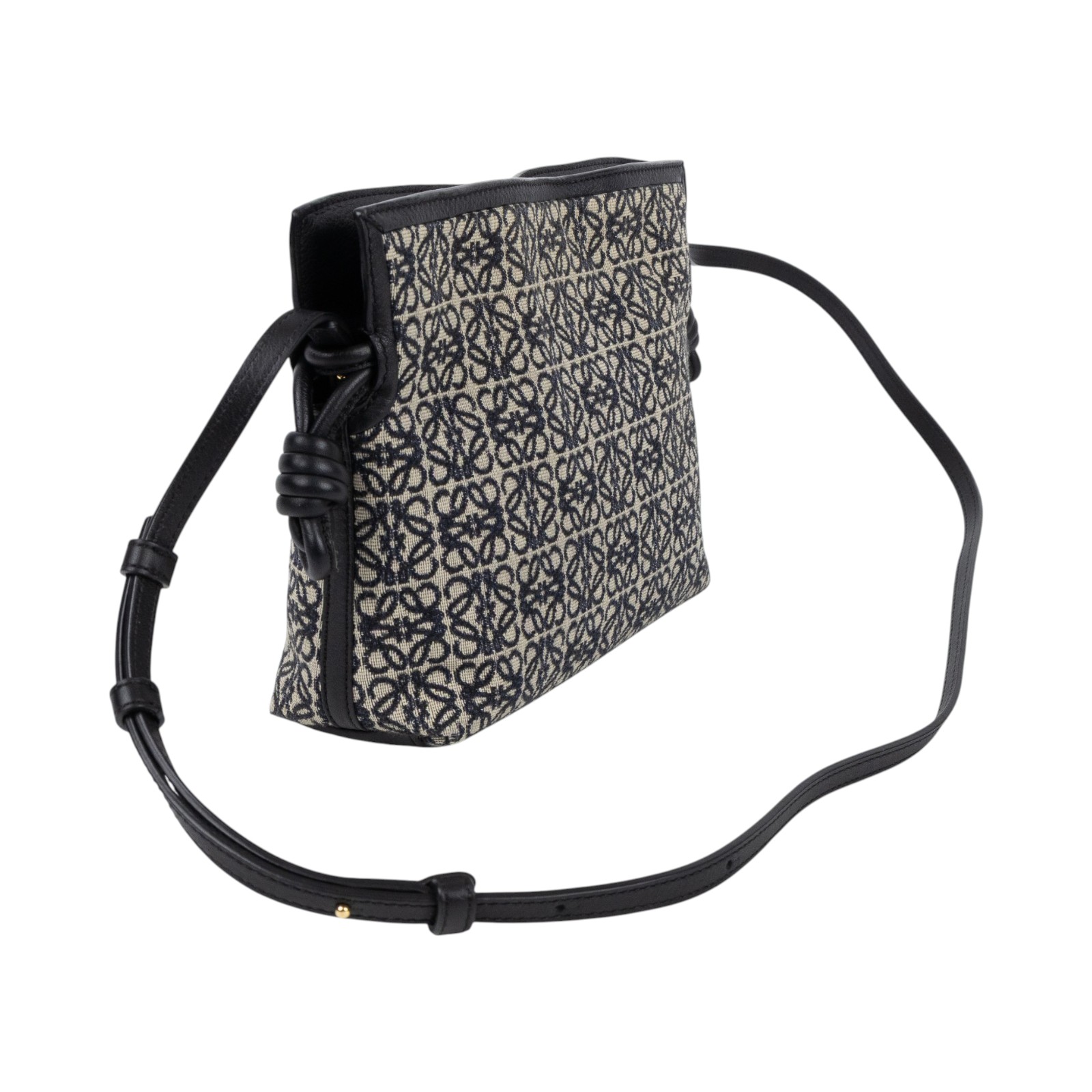 羅意威 LOEWE Mini Flamenco clutch 迷你 肩背包  黑ANAGRAM緹花FLAMENCO MINI 原廠盒子/防塵袋/背帶