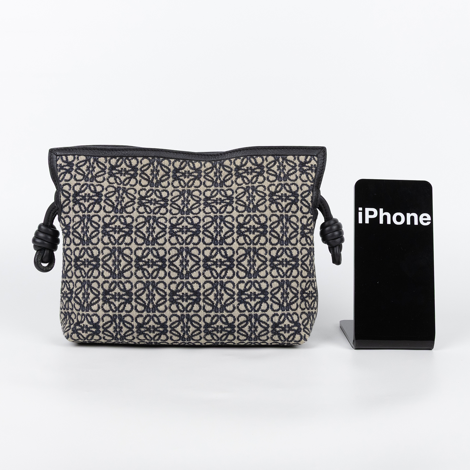 羅意威 LOEWE Mini Flamenco clutch 迷你 肩背包  黑ANAGRAM緹花FLAMENCO MINI 原廠盒子/防塵袋/背帶