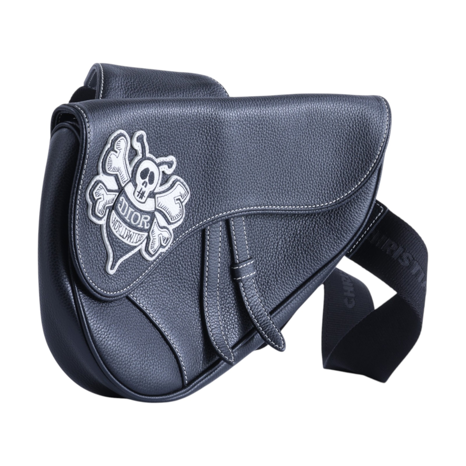 迪奧 CHRISTIAN DIOR Saddle 馬鞍包 胸包 斜背包 腰包 1ADPO093YZS 黑Shawn Stussy蜜蜂刺繡馬鞍包 無附屬品