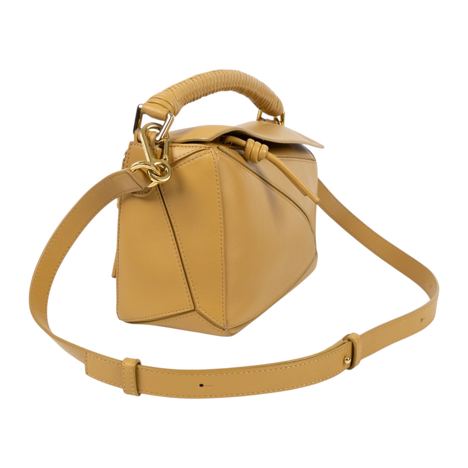 羅意威 LOEWE Small Puzzle bag 斜背包 A510S21XAE 淺黃編織提把PUZZLE SMALL 防塵袋/背帶
