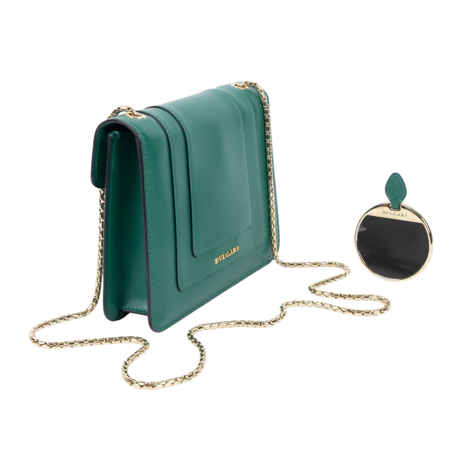 寶格麗 BVLGARI Serpenti Forever 斜挎包 綠色 34560 綠蛇頭肩背包 防塵袋/保證卡/雨衣/鏡子