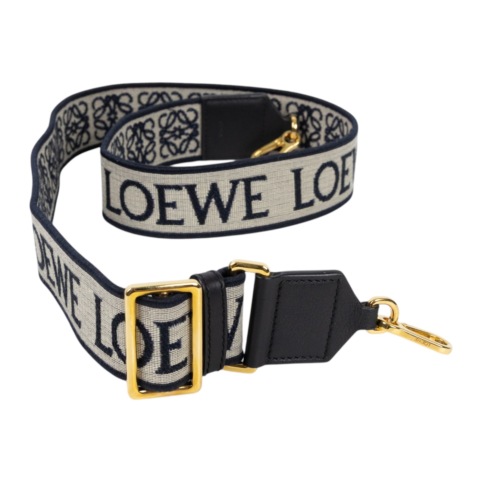羅意威 LOEWE 緹花織 小牛皮 Anagram 肩帶 背帶 C073T87X01 黑帆布Anagram背帶 防塵袋