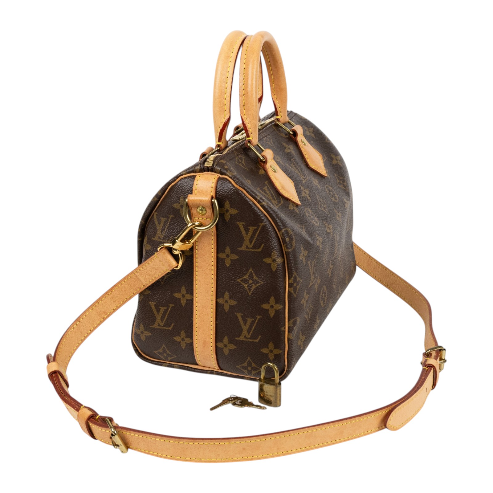路易威登 LOUIS VUITTON Speedy Bandoulière  25 經典帆布 手提 斜背 波士頓包 M41113 晶片款  原廠盒子/防塵袋/鎖組