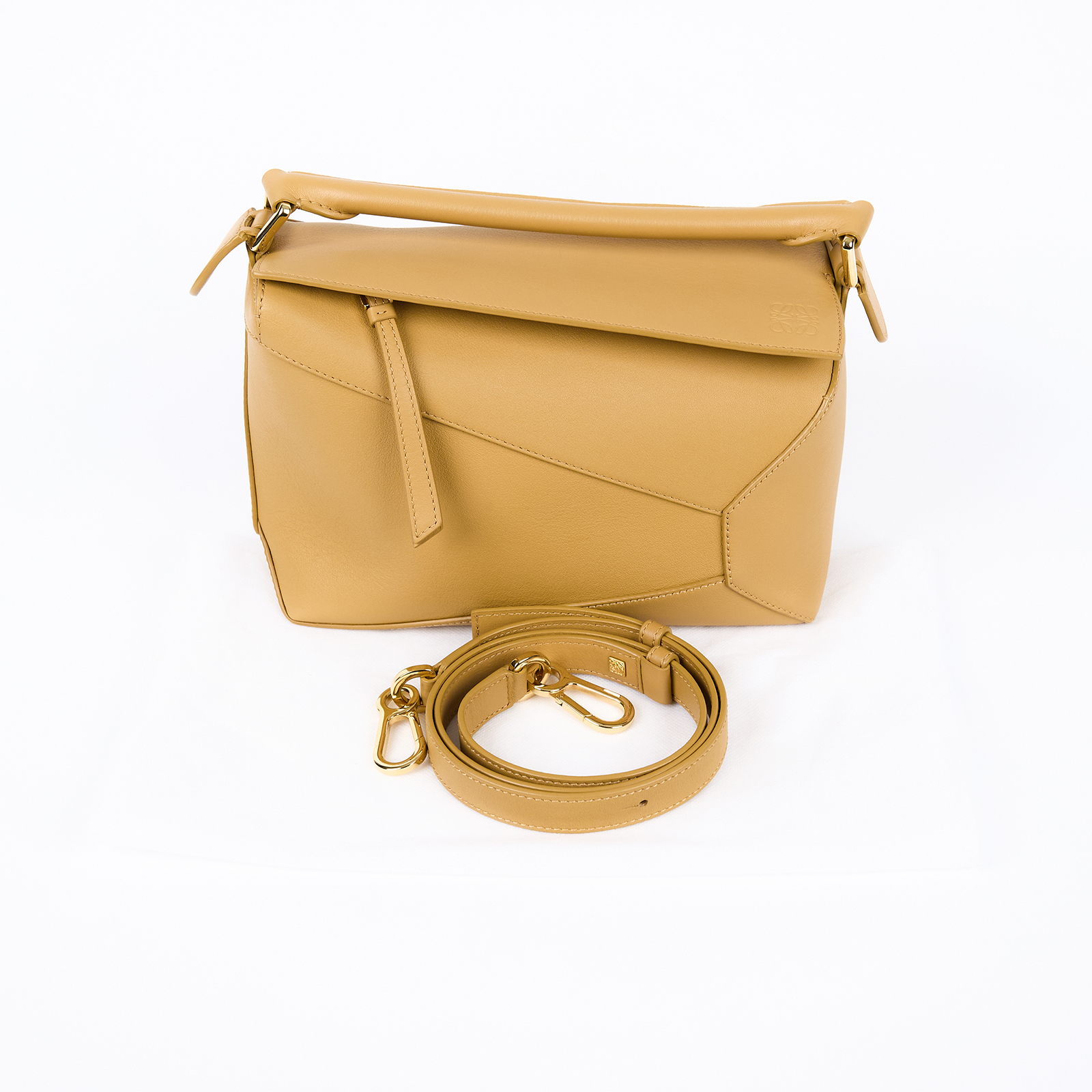 羅意威 LOEWE Small Puzzle Edge 手拿 肩背 斜背包  淺棕黃PUZZLE EDGE SMALL 背帶