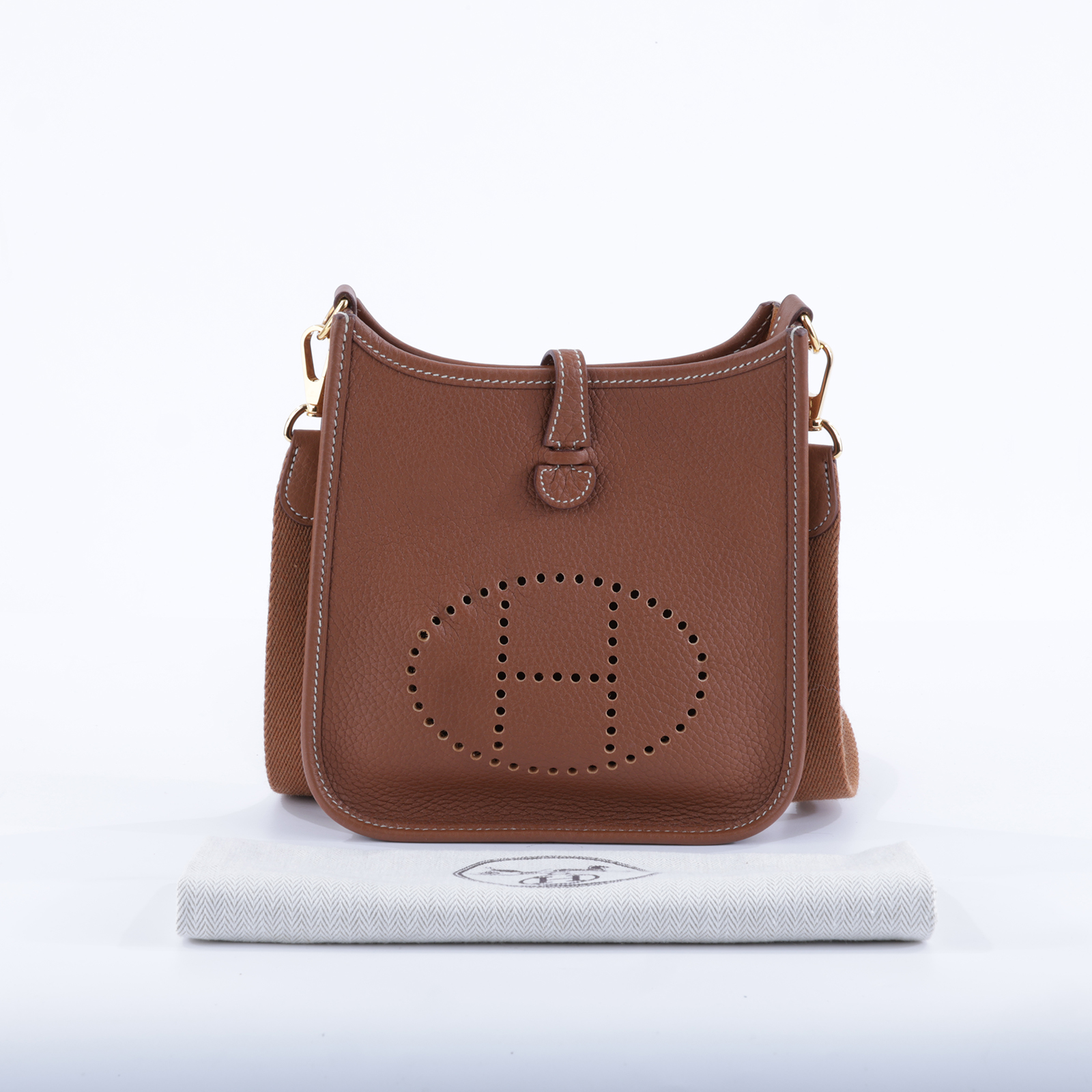 愛馬仕 Hermes Evelyne Bag Mini 伊芙琳包 Evelyne 16 EV16 Z AC 010 AT 金棕EVELYNE MINI 防塵袋