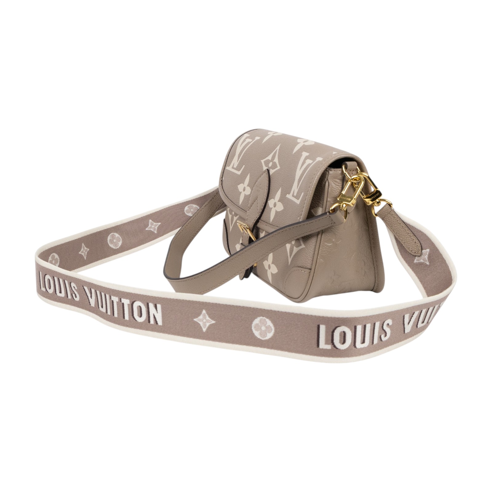 路易威登 LOUIS VUITTON Diane 腋下包法棍 單肩背包 斑鳩灰 奶油色 M46583 晶片款  原廠盒子/防塵袋/購買證明/背帶2