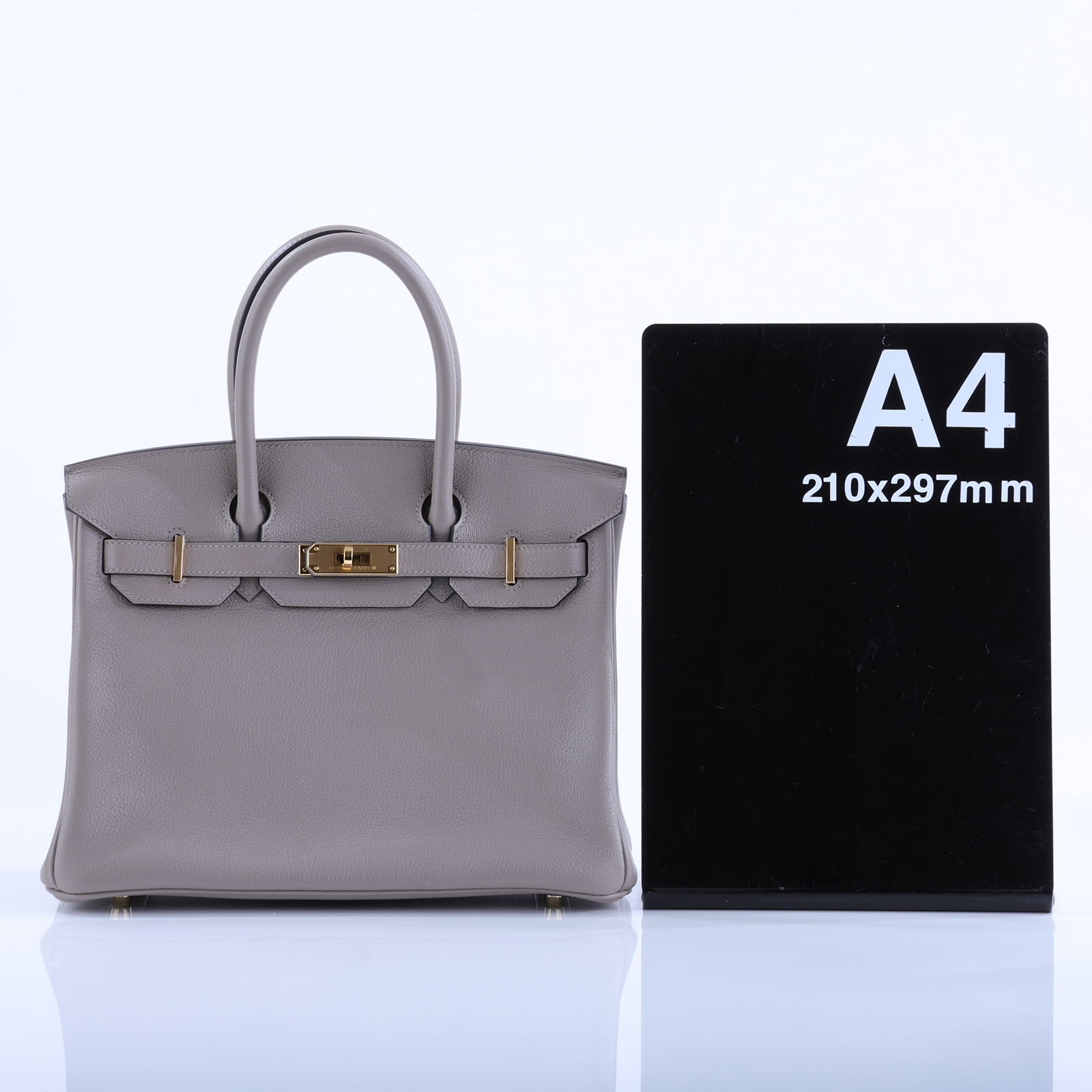 愛馬仕 Hermes Birkin Bag 柏金包 30 金色五金 瀝青灰色 H073437CCM8 /M8  原廠盒子/防塵袋/鎖組/購買證明正本/雨衣