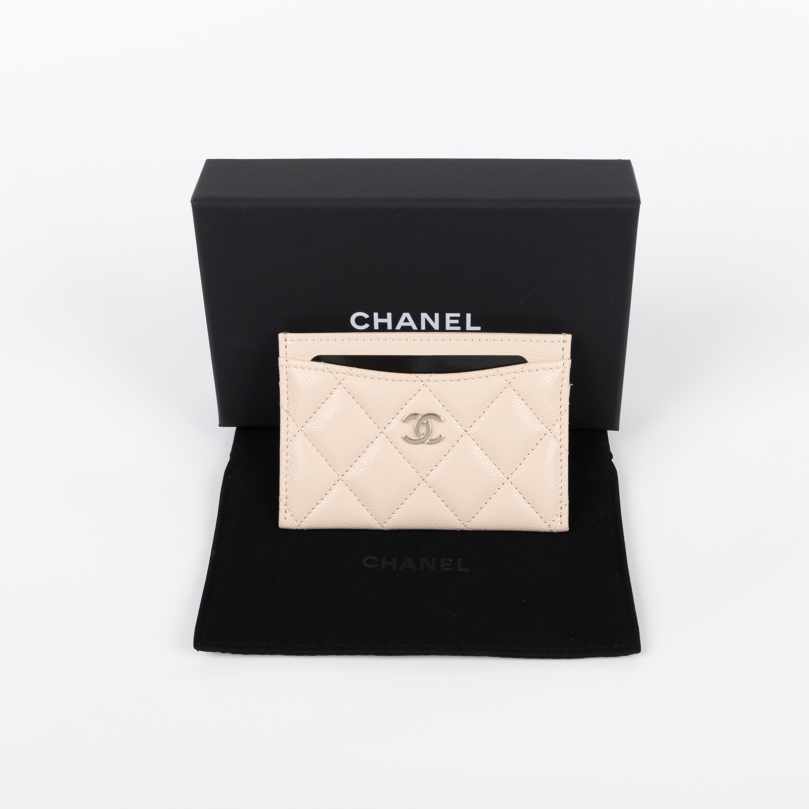 香奈兒 CHANEL CC LOGO 經典卡片夾 AP0213 晶片款 裸色荔枝皮卡夾 原廠盒子/防塵袋