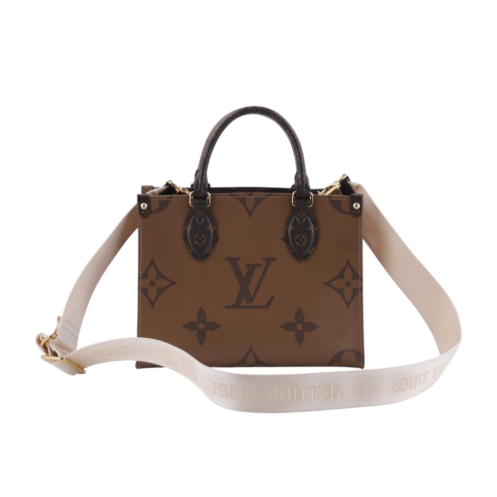 路易威登 LOUIS VUITTON OnTheGo PM 雙色帆布 手提 斜背包 M46373 晶片款 原花ON THE GO PM 防塵袋/內袋/背帶