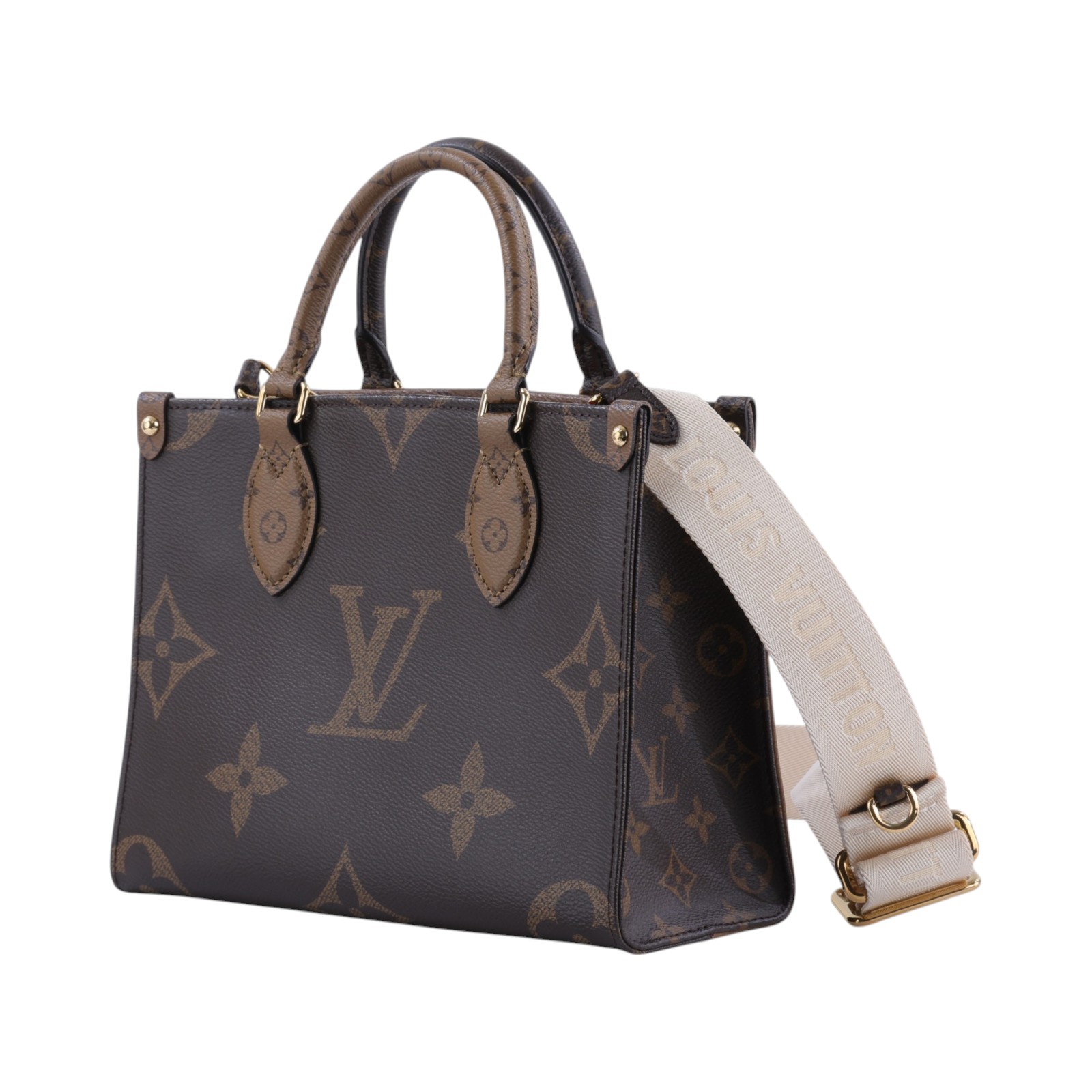 路易威登 LOUIS VUITTON OnTheGo PM 雙色帆布 手提 斜背包 M46373 晶片款 原花ON THE GO PM 防塵袋/內袋/背帶