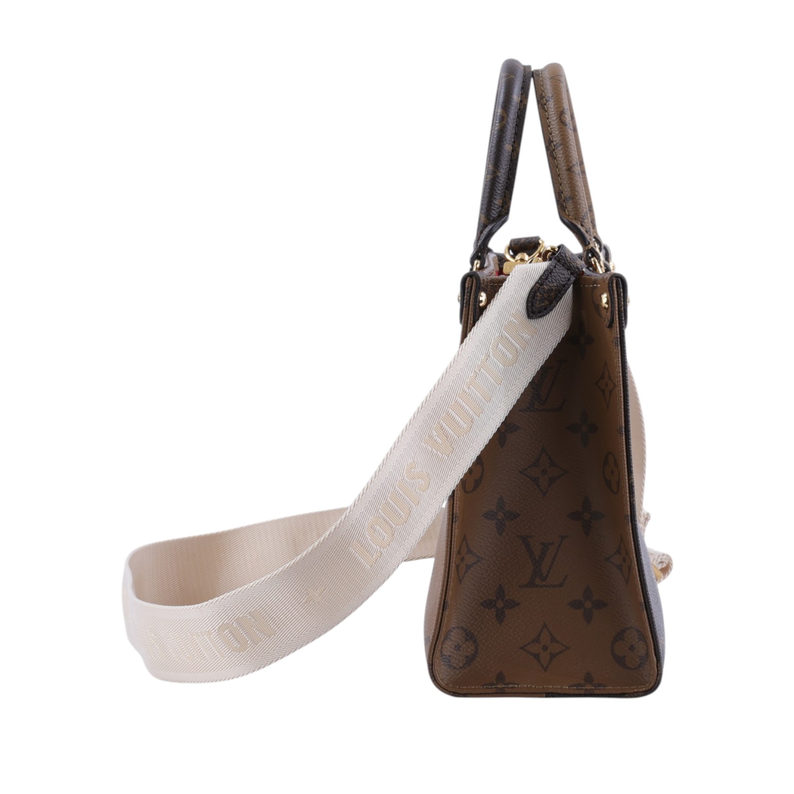路易威登 LOUIS VUITTON OnTheGo PM 雙色帆布 手提 斜背包 M46373 晶片款 原花ON THE GO PM 防塵袋/內袋/背帶