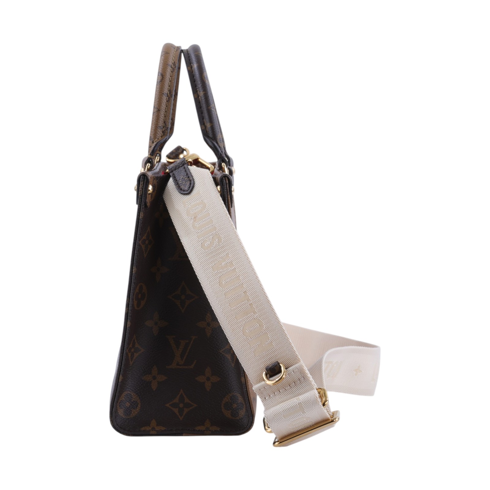 路易威登 LOUIS VUITTON OnTheGo PM 雙色帆布 手提 斜背包 M46373 晶片款 原花ON THE GO PM 防塵袋/內袋/背帶