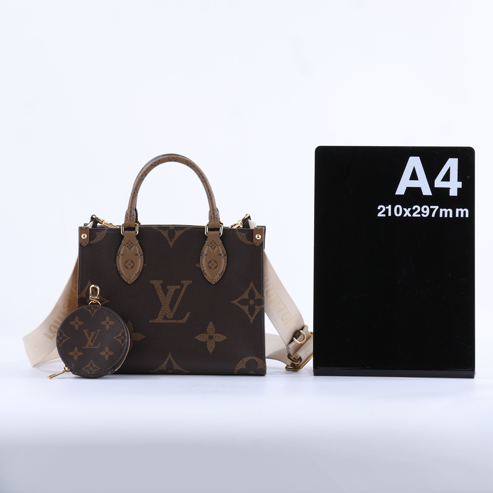 路易威登 LOUIS VUITTON OnTheGo PM 雙色帆布 手提 斜背包 M46373 晶片款 原花ON THE GO PM 防塵袋/內袋/背帶
