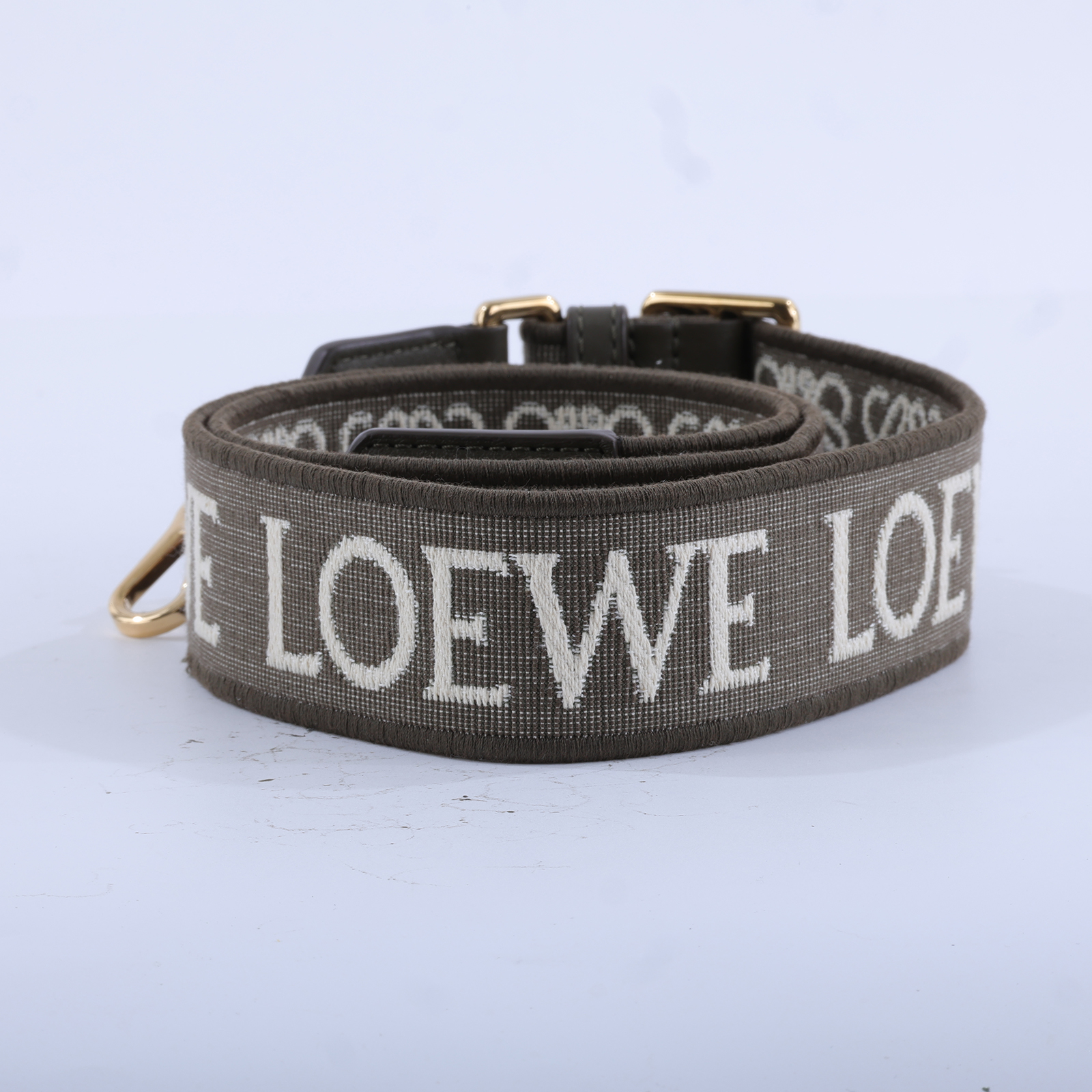 羅意威 LOEWE 緹花織 小牛皮 Anagram 肩帶 背帶 C073T87X01 軍綠堤花背帶 無附屬品
