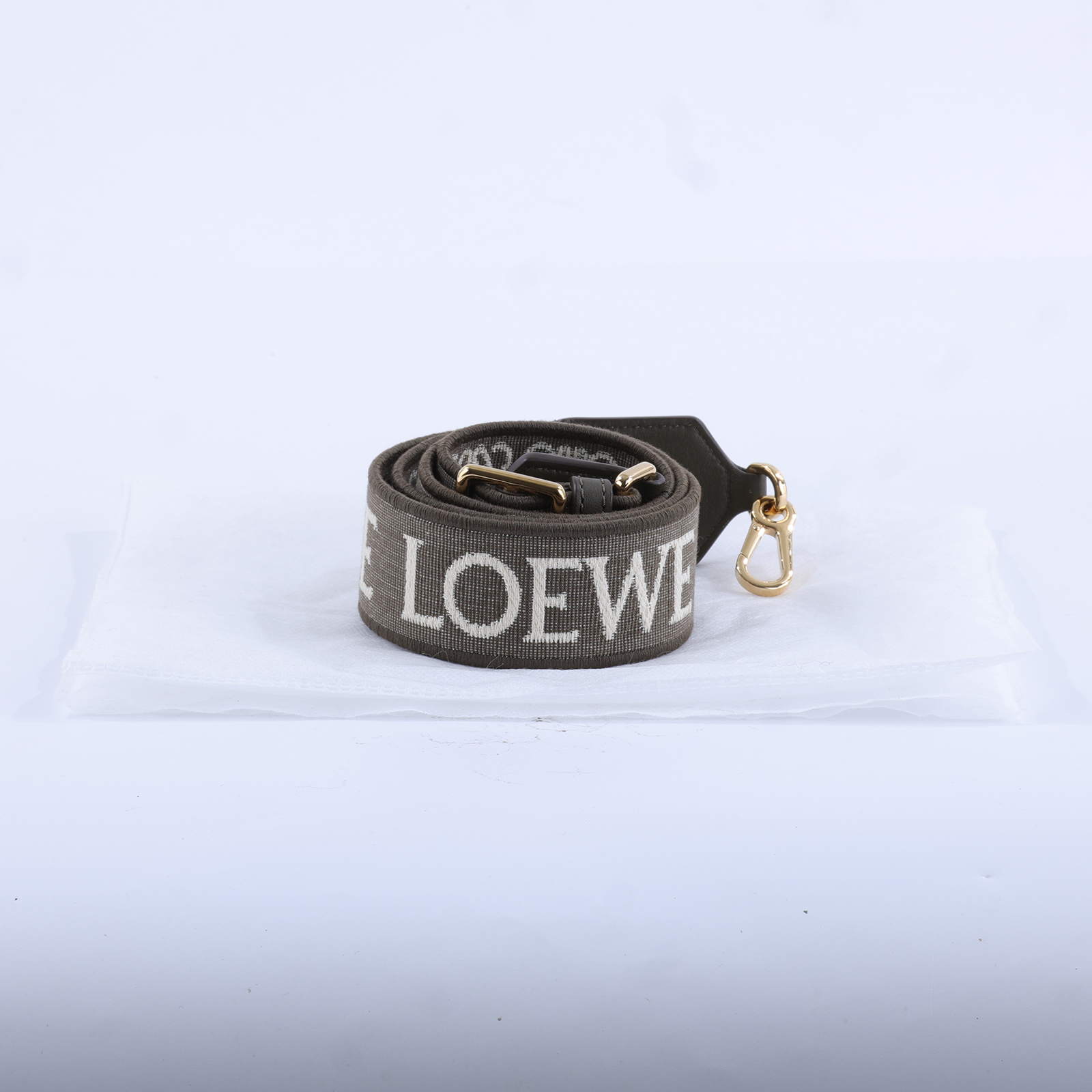 羅意威 LOEWE 緹花織 小牛皮 Anagram 肩帶 背帶 C073T87X01 軍綠堤花背帶 無附屬品