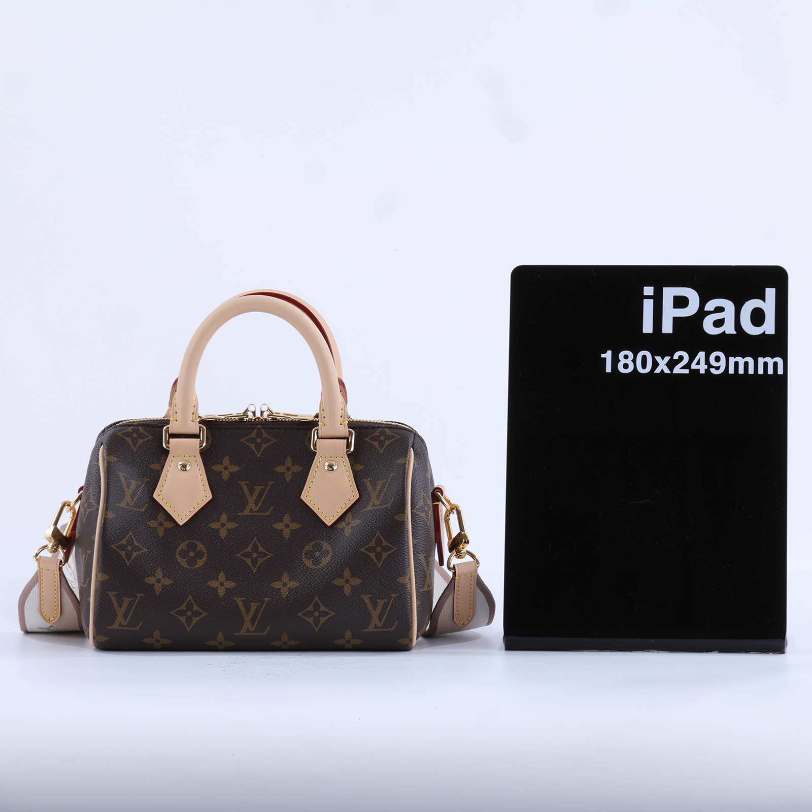 路易威登 LOUIS VUITTON Speedy Bandoulière 20 米色 帆布 手提 斜背 波士頓包 M46222 晶片款  原廠盒子/防塵袋/鎖組/背帶/購買證明