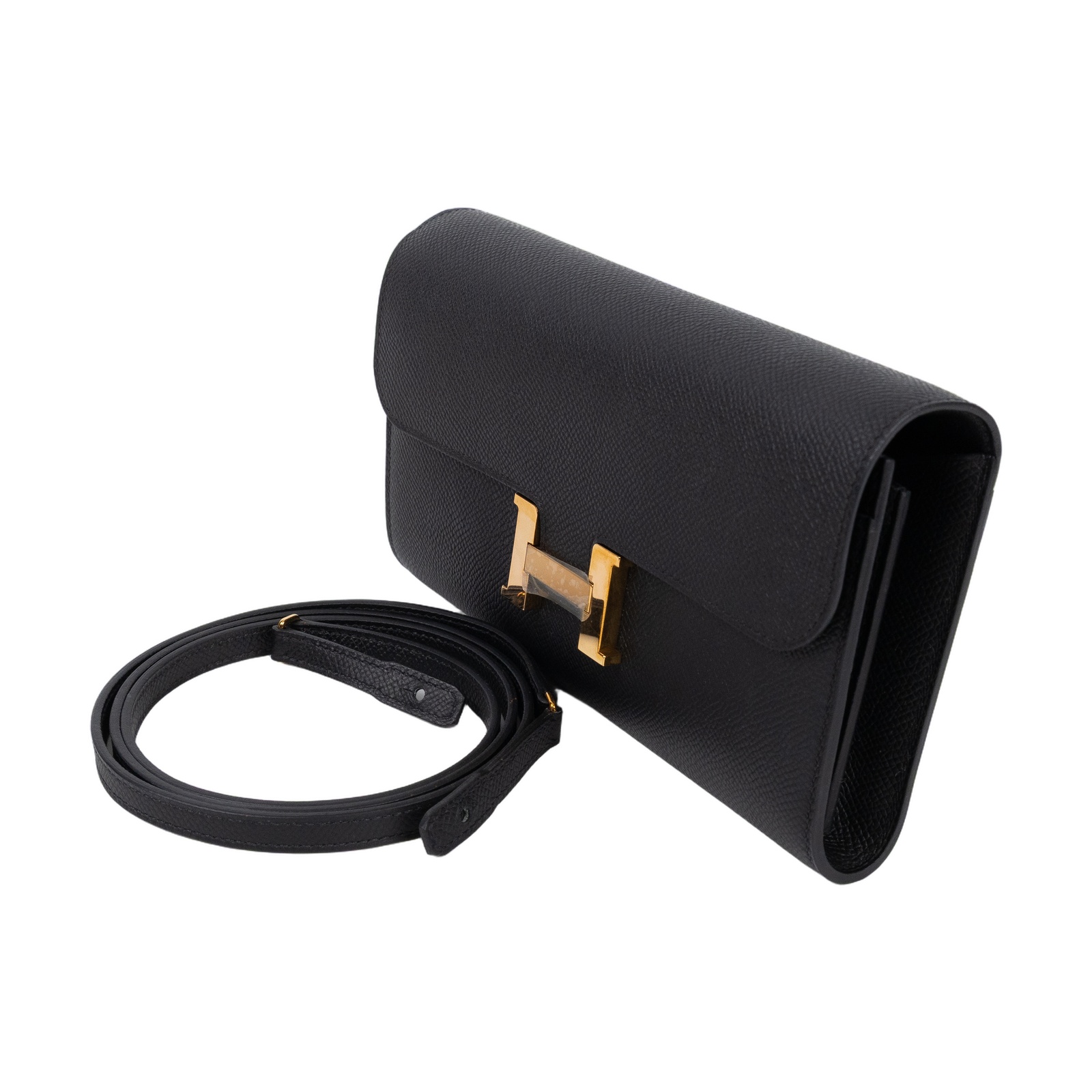 愛馬仕 Hermes Constance to go 康康包 長夾 金色五金 黑色 H080125CD89 /U SN 011 YW  原廠盒子/國外購買證明/背帶/防塵袋