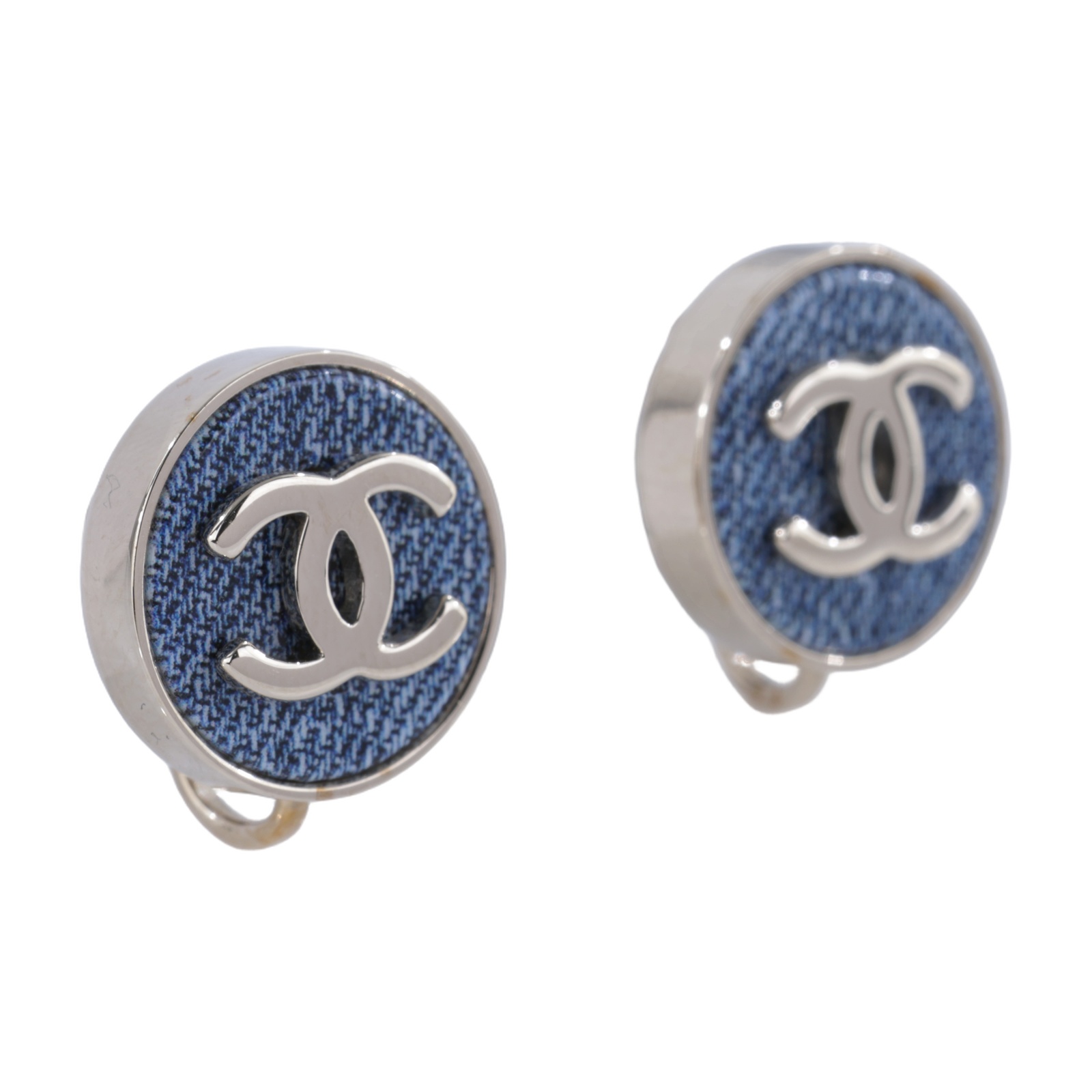 香奈兒 CHANEL CC LOGO 耳環 耳釘 ABG747 B22934B26 C 金色雙C底牛仔藍夾式耳環 原廠盒子/內襯