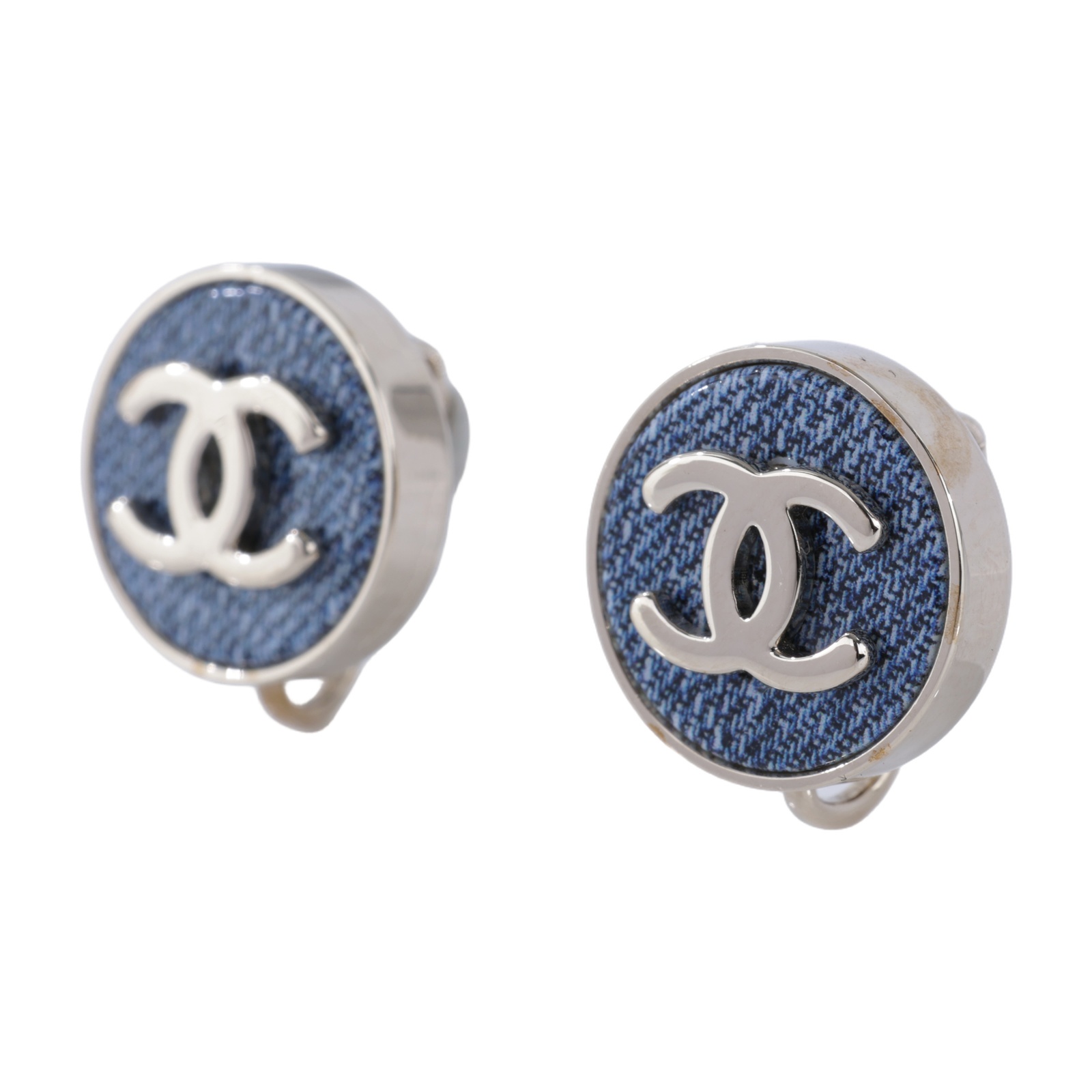 香奈兒 CHANEL CC LOGO 耳環 耳釘 ABG747 B22934B26 C 金色雙C底牛仔藍夾式耳環 原廠盒子/內襯