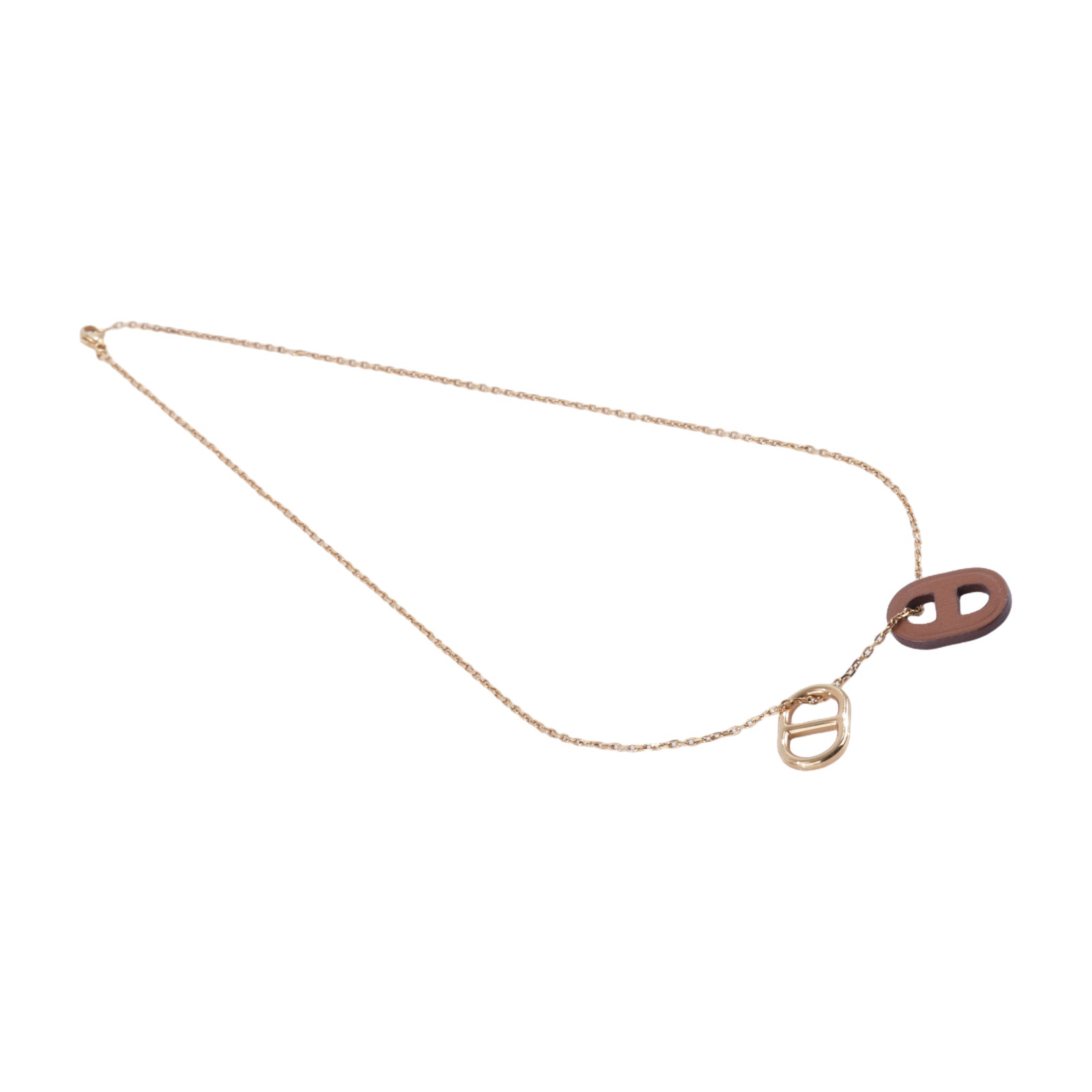 愛馬仕 Hermes OMaillon Chaine dAncre 吊墜 H079528CC18 JA 12 10 金棕OMAILLON豬鼻項鍊 原廠盒子