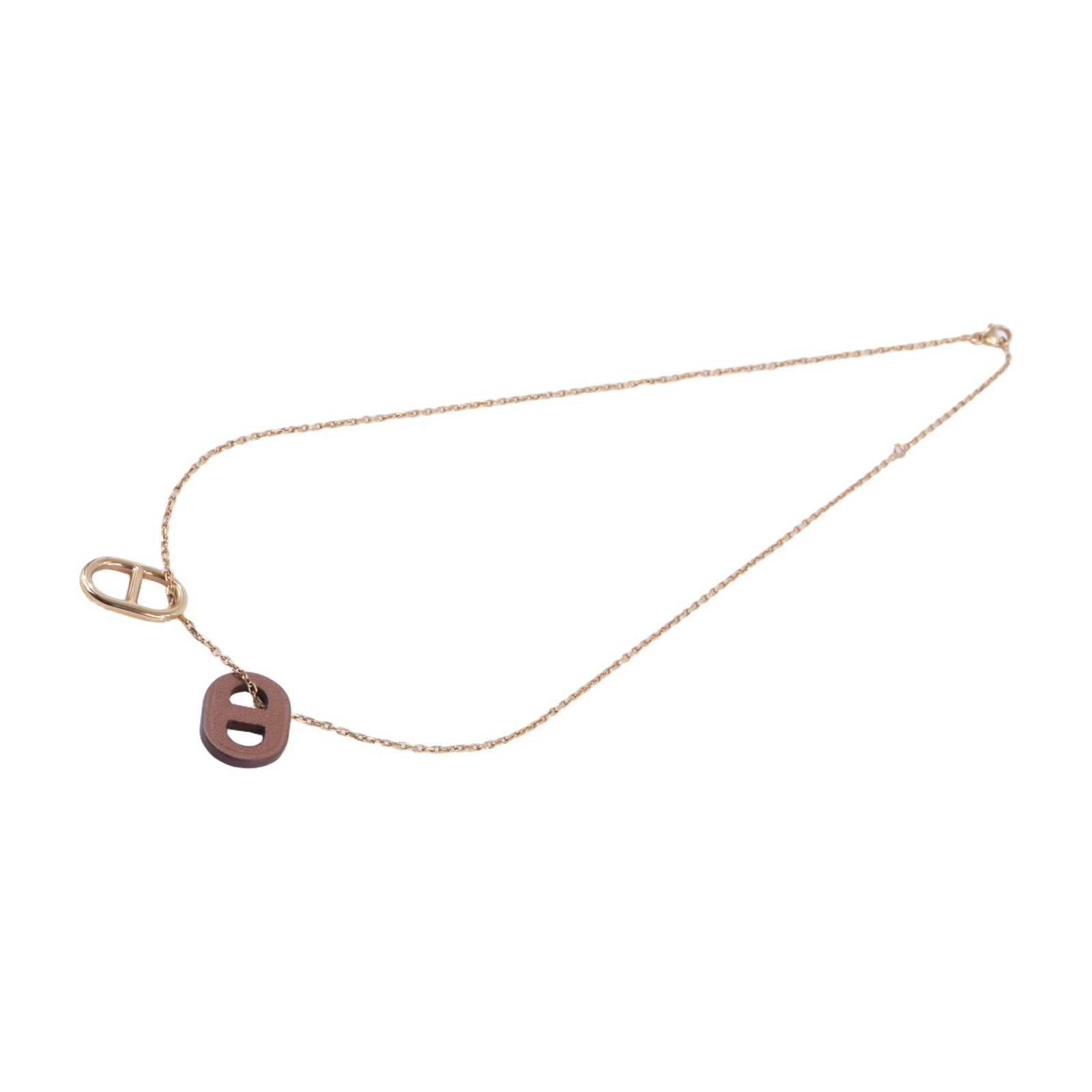 愛馬仕 Hermes OMaillon Chaine dAncre 吊墜 H079528CC18 JA 12 10 金棕OMAILLON豬鼻項鍊 原廠盒子