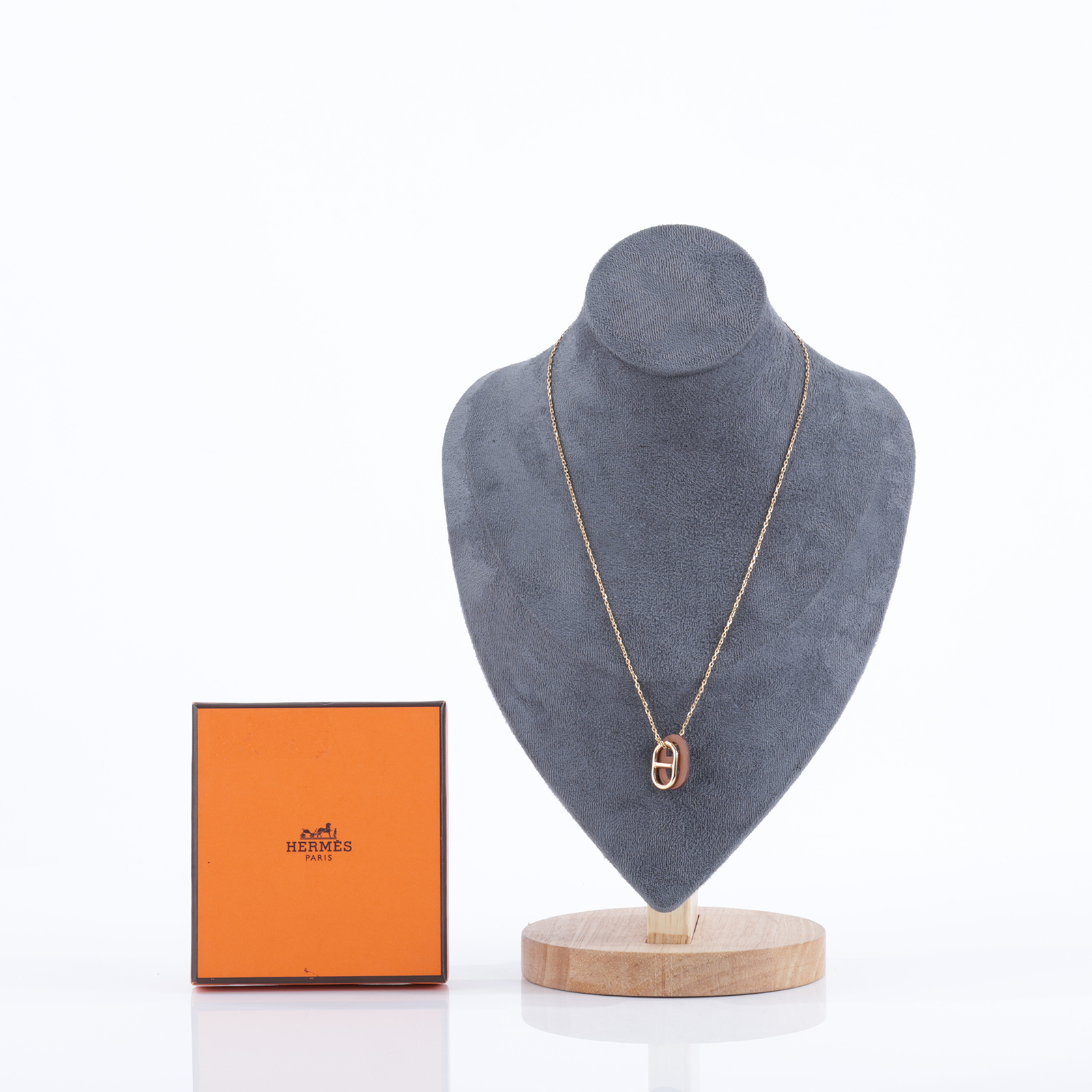 愛馬仕 Hermes OMaillon Chaine dAncre 吊墜 H079528CC18 JA 12 10 金棕OMAILLON豬鼻項鍊 原廠盒子
