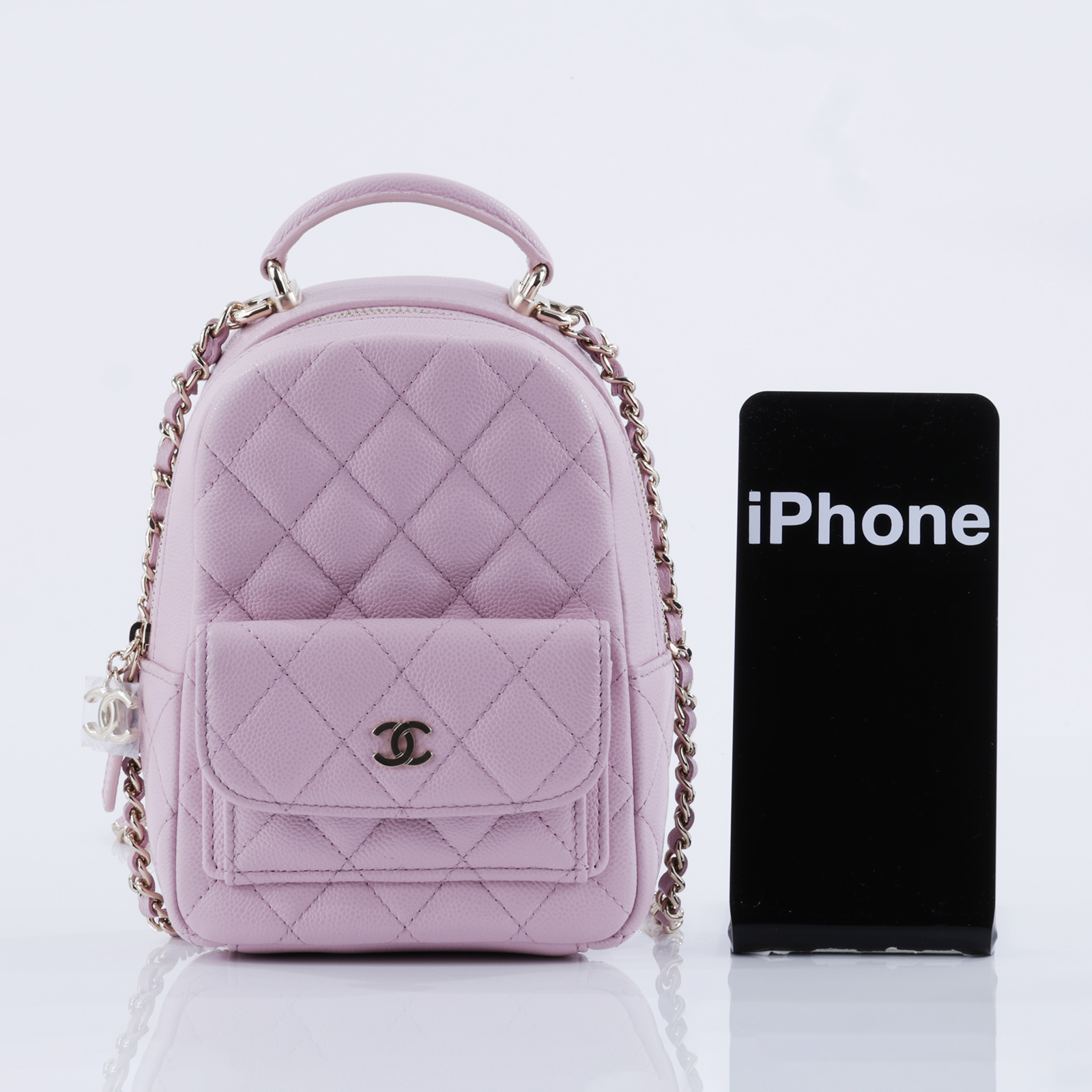 香奈兒 CHANEL 經典 迷你 後背包 AP3753 晶片款 粉色迷你後背包 防塵袋