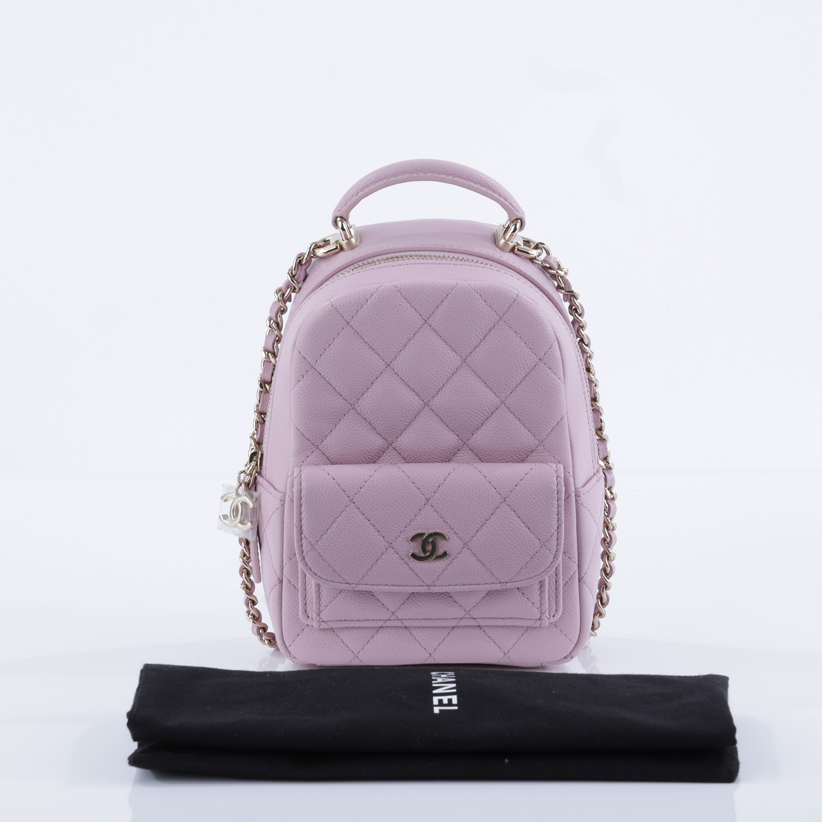 香奈兒 CHANEL 經典 迷你 後背包 AP3753 晶片款 粉色迷你後背包 防塵袋