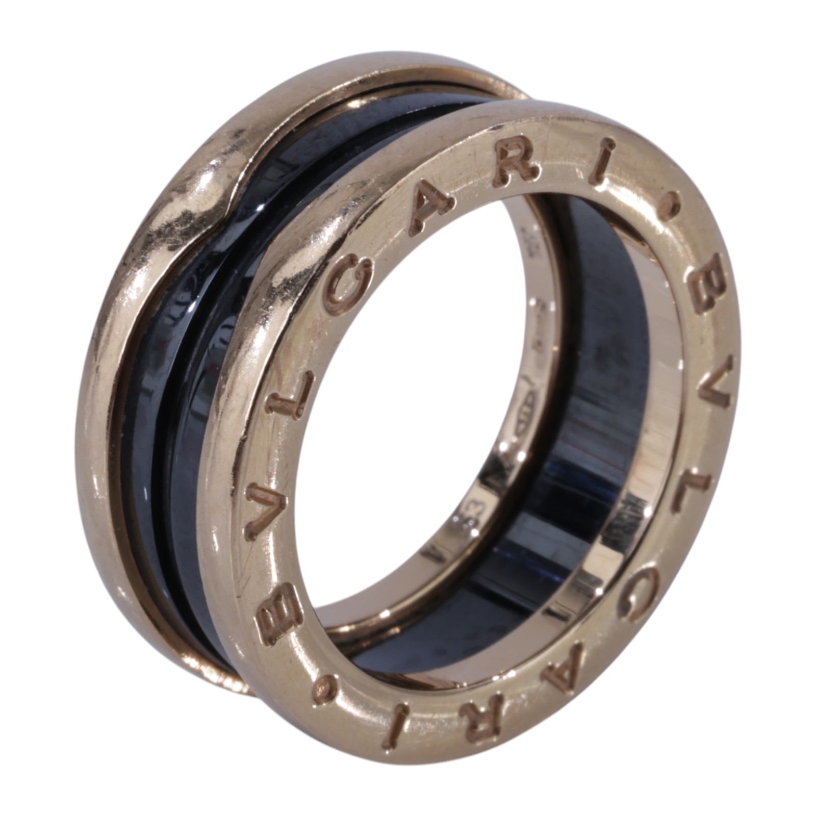 寶格麗 BVLGARI B.zero1 Ring 戒指 玫瑰金 347047 K18RG黑陶瓷B.ZERO1雙環戒指 原廠盒子/保書